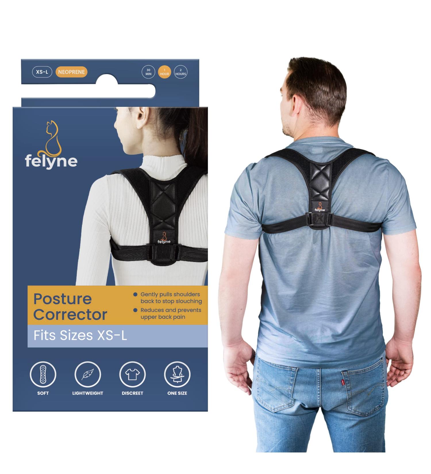 Posture Corrector Brace for Women & Men | Sizes XS-L | Soft Breathable Straps for Upper Back Support by Felyne - Buy Online on GoSupps.com
