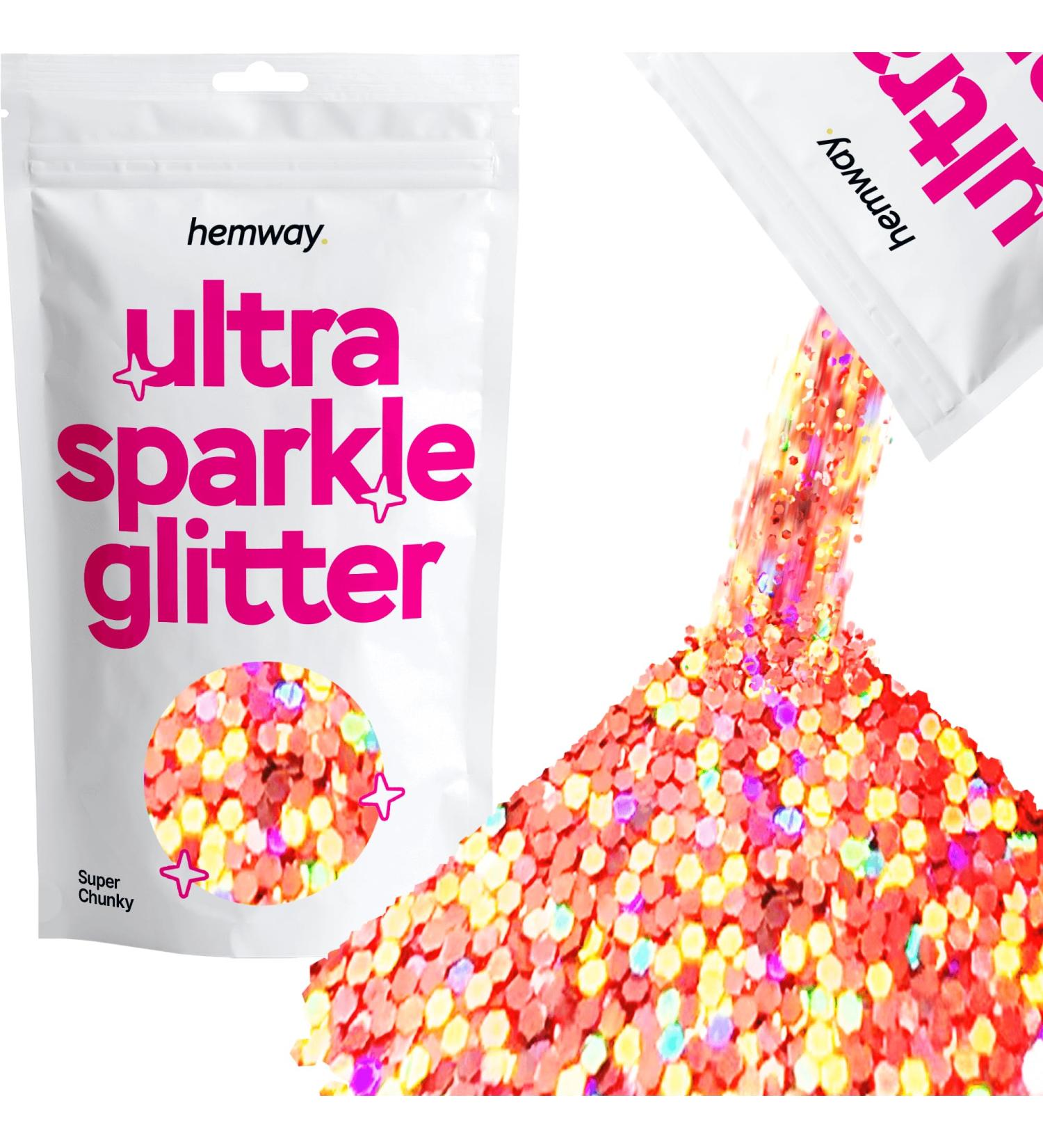 Hemway Premium Ultra Sparkle Rose Gold Holographic Glitter | Multi-Purpose Metallic Flake for Arts Crafts Nails and Cosmetics - 100g Super Chunky - Buy Online on GoSupps.com