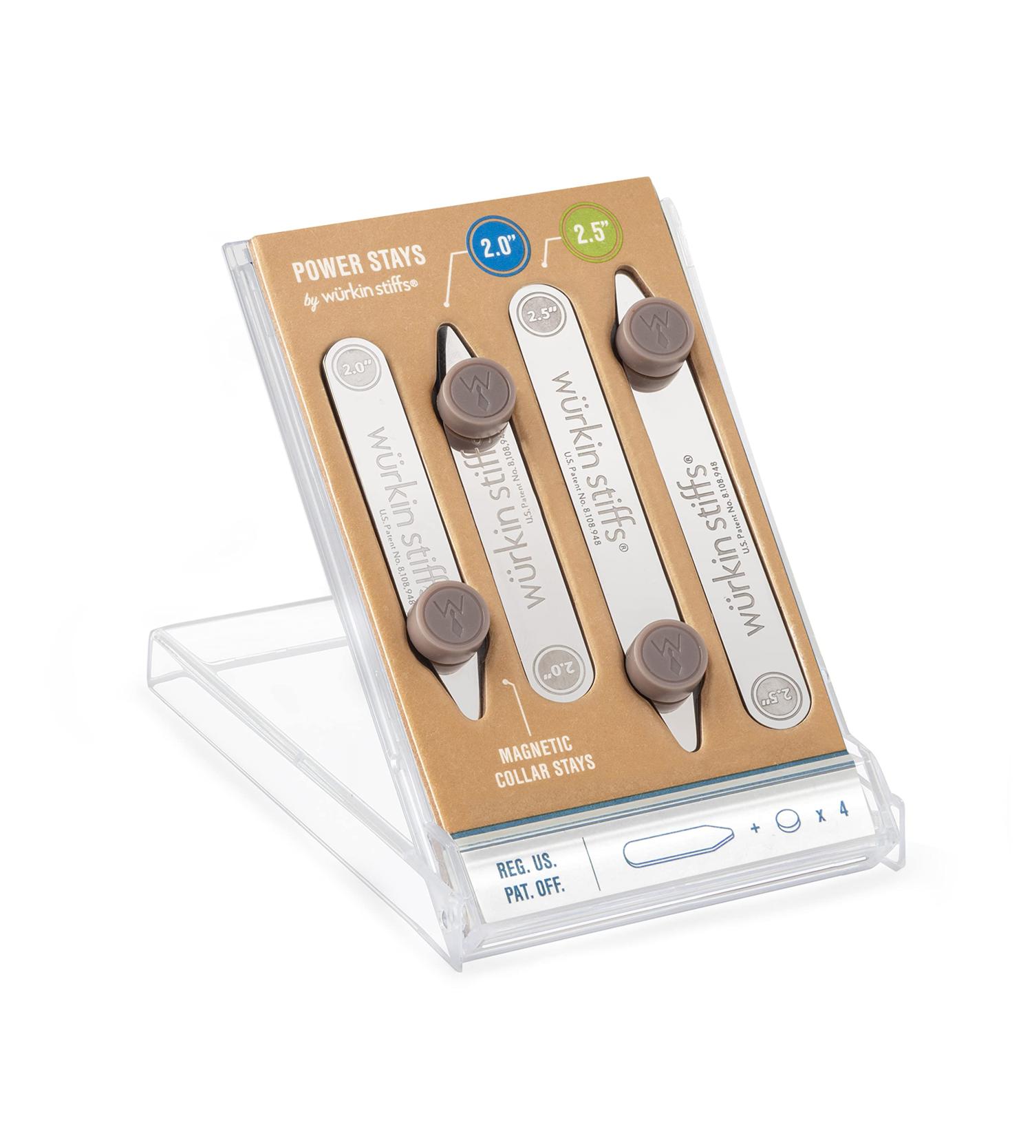 Wurkin Stiffs Magnetic Collar Stays - 2 Pairs (2 & 2.5) with Storage Pouch | TSA Friendly International Shipping - Buy Online on GoSupps.com