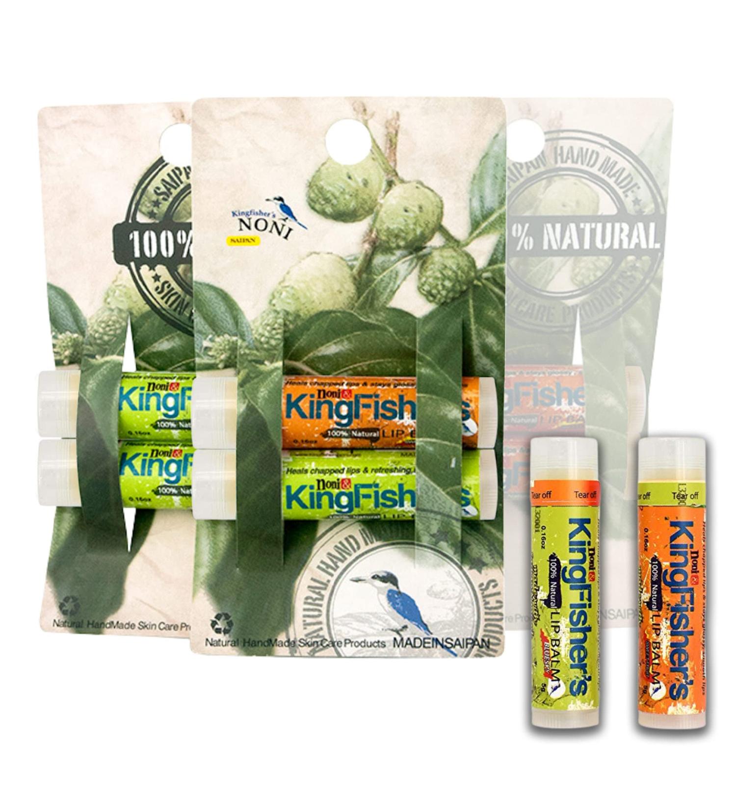 Natural Noni Lip Balm by Kingfisher's Noni Ultra-Hydrating Island Care with Virgin Coconut Oil (Pack of 2) (1 Sweet Orange & 1 Mint) 1 Sweet Orange and 1 Mint - Buy Online on GoSupps.com