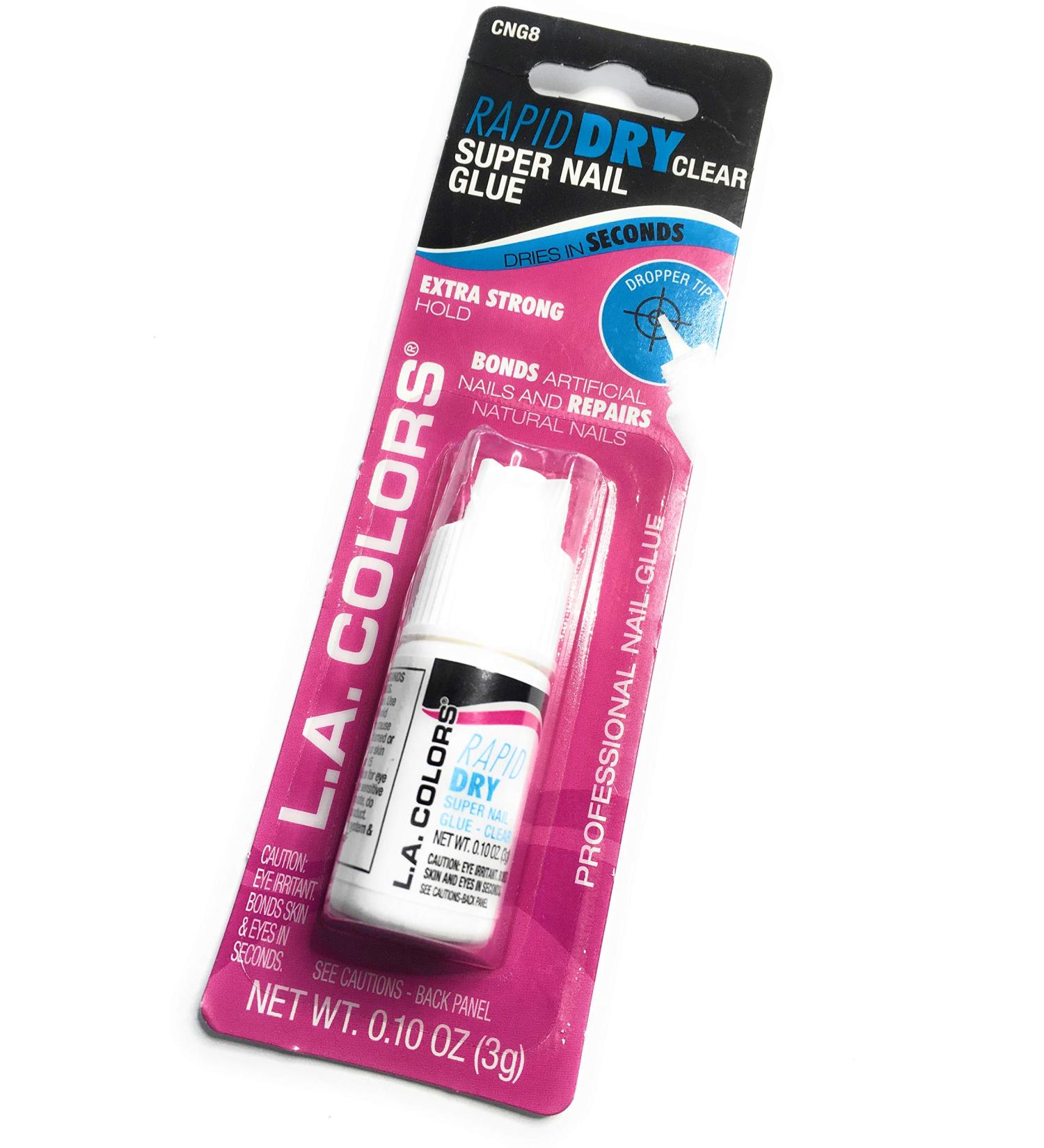 (1) LA Colors Rapid Dry Clear Super Nail Glue (.10 oz) Extra Strong Hold