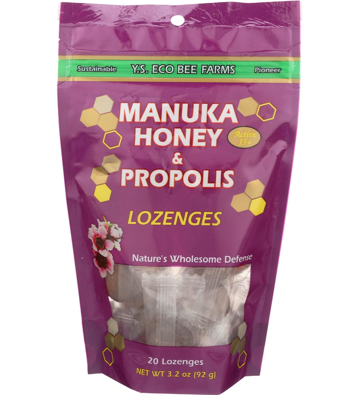Y.S. Eco Bee Farms Manuka Honey & Propolis Lozenges - 20 Lozenges (3.2 oz) - Natural Wellness - Buy Online on GoSupps.com