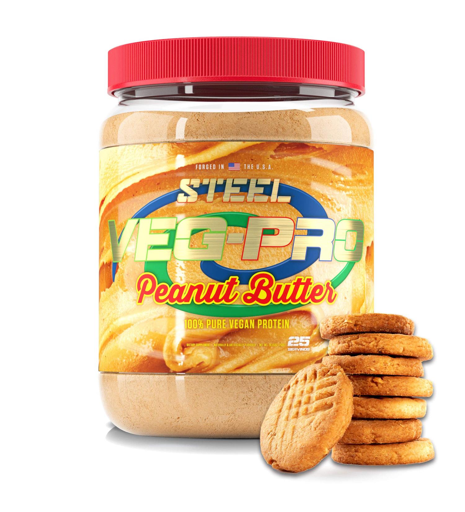 Steel Supplements Veg-PRO | Vegan Protein Powder with Peanut Butter | Organic BCAA | Gluten Free Low Carb | 25 Servings (1.65lbs - Buy Online on GoSupps.com