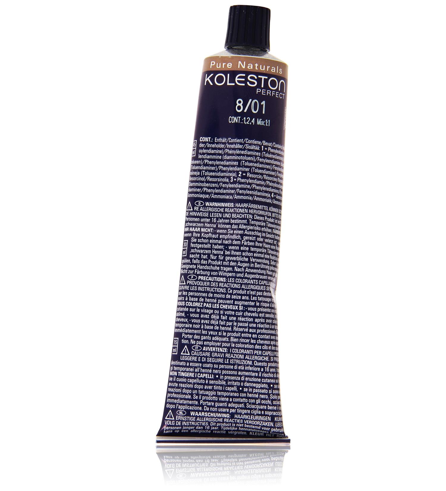 Wella Professionals Koleston Perfect 8/01 Hell Blond Natur-Asch - Permanent Creme Haarfarbe (60 ml) | International Shipping - Buy Online on GoSupps.com