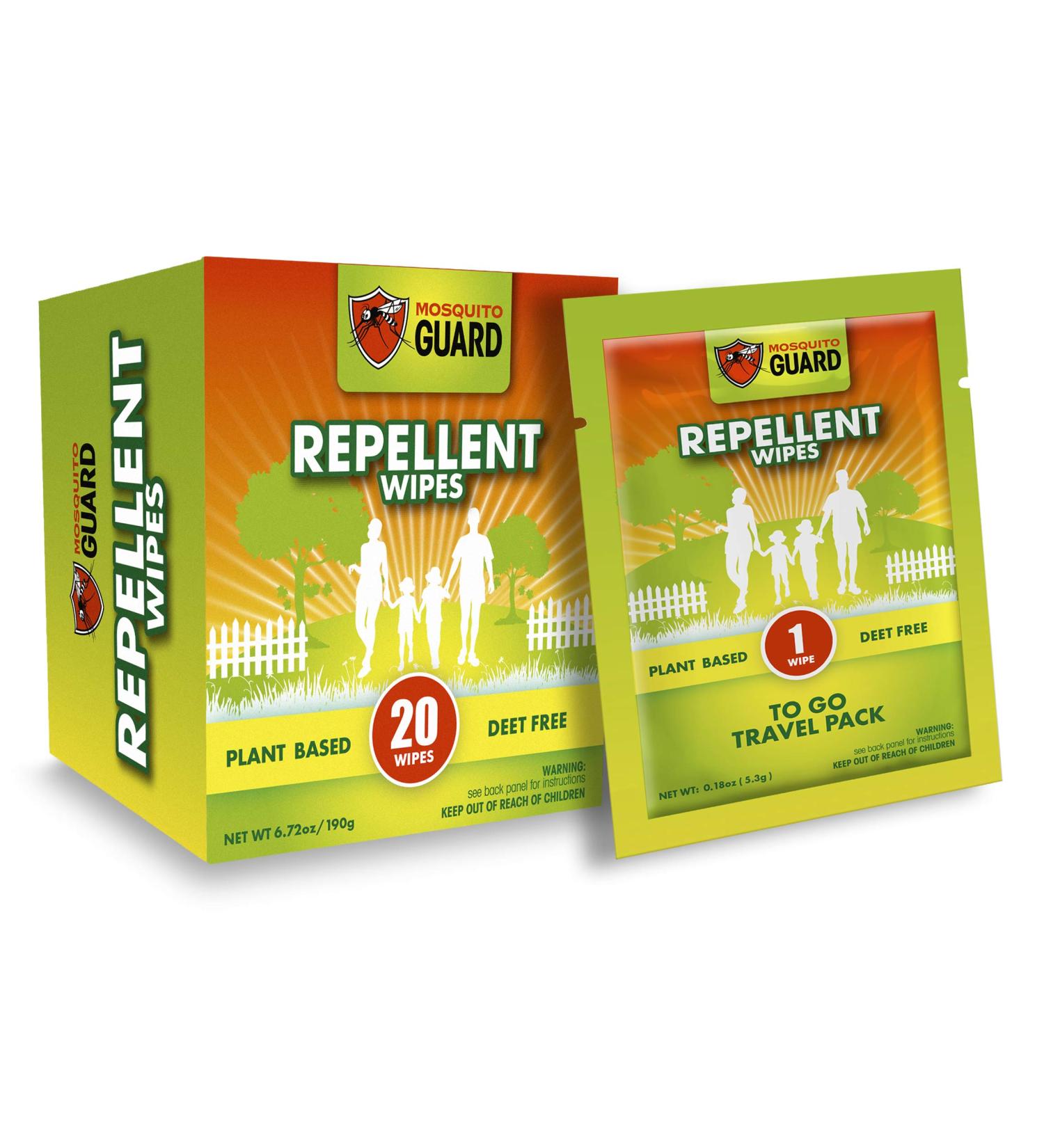 Mosquito Guard Plant Based Repellent Wipes - 20 Individually Wrapped Bug Wipes for Patio - Insect Repellent - Buy Online on GoSupps.com