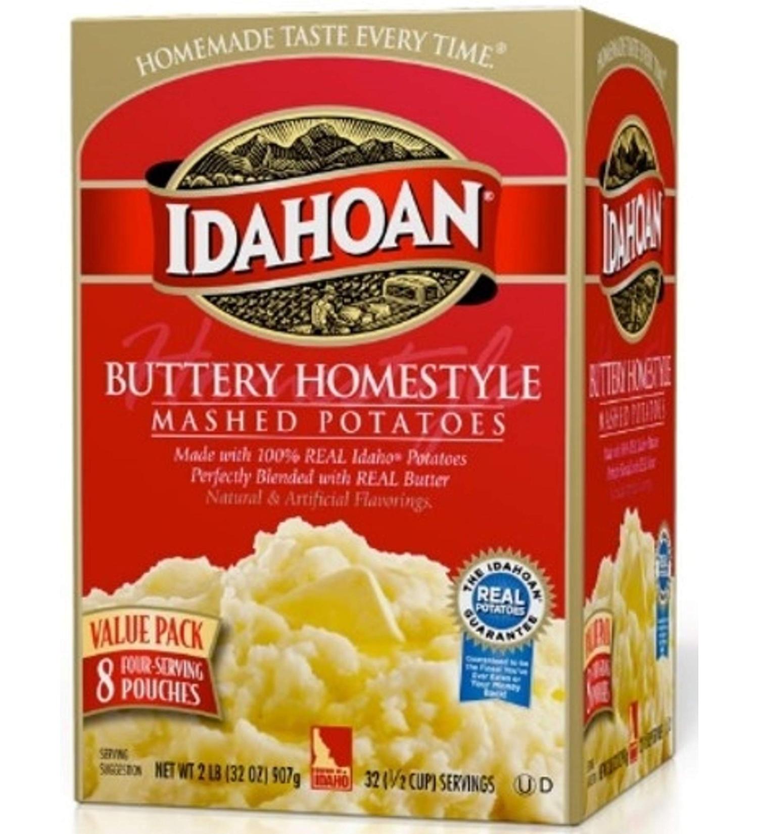 Idahoan Buttery Homestyle Mashed Potatoes - Gluten-Free 100% Real Idaho Potatoes - 8 Count, 2 lb (Pack of 1) - Buy Online on GoSupps.com