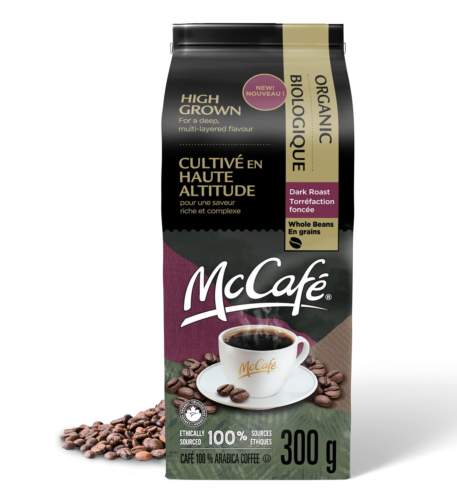 McCafe High Grown Organic Whole Bean Coffee Dark Roast 300g Certified Organic For Keurig Coffee Makers High Grown 300 g (Pack of 1) Whole Bean - Buy Online on GoSupps.com