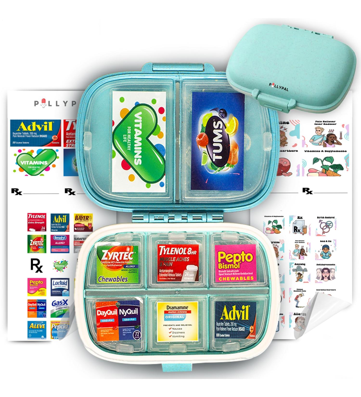 V2 Portable Travel Pill Organizer - 8 Slot Durable Case for Meds Vitamins and Jewelry - Travel Essential in Blue - Buy Online on GoSupps.com