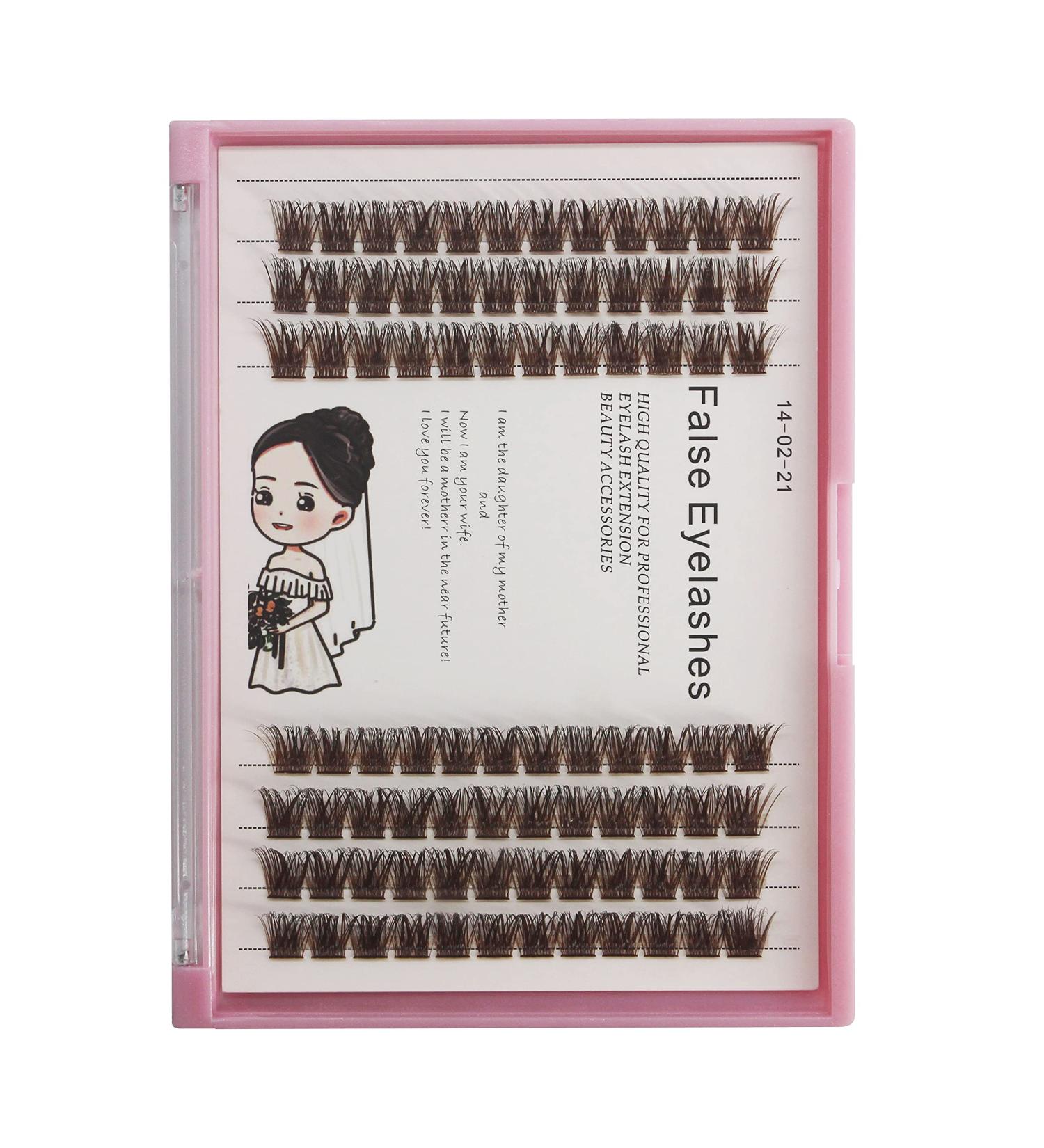 Bodermincer D Curl Brown Cluster Eyelash Extensions - Natural 3D Russian Volume Faux Lashes (14MM) for a Stunning Look - Shop Now - Buy Online on GoSupps.com
