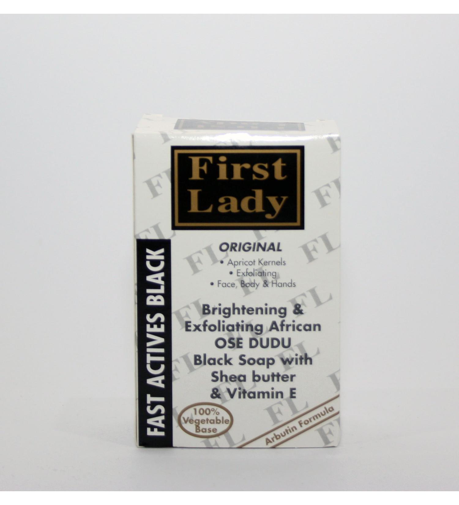 First Lady Skin Brightening & Exfoliating African OSE DUDU OSUN Black Soap 200g - with Shea Butter & Vitamin E - Buy Online on GoSupps.com