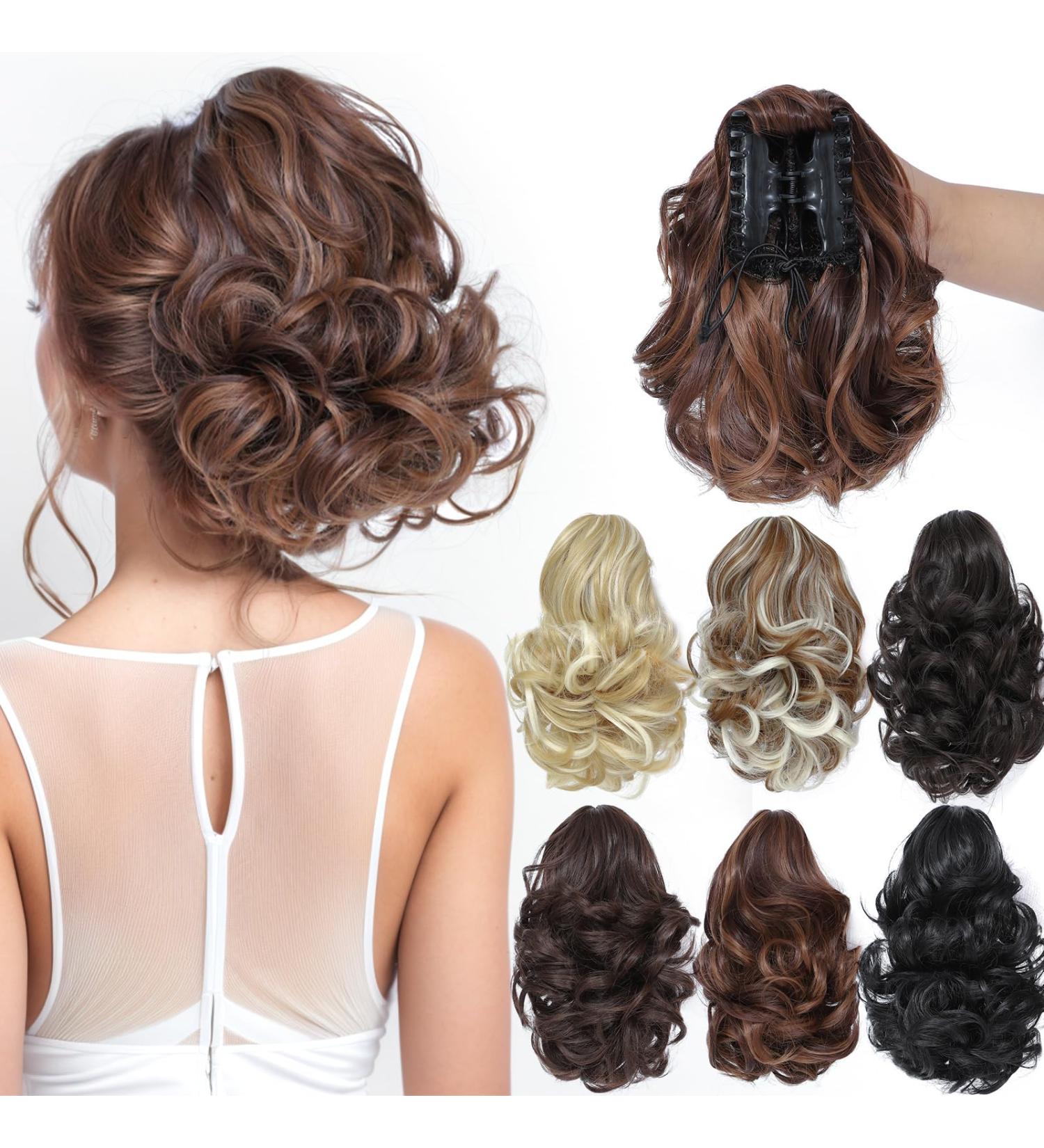 Parxitn 20cm Ponytail Extension - Light Red-Brown Mix Claw Clip Synthetic Hair - 8 Inch Braid - Buy Online on GoSupps.com