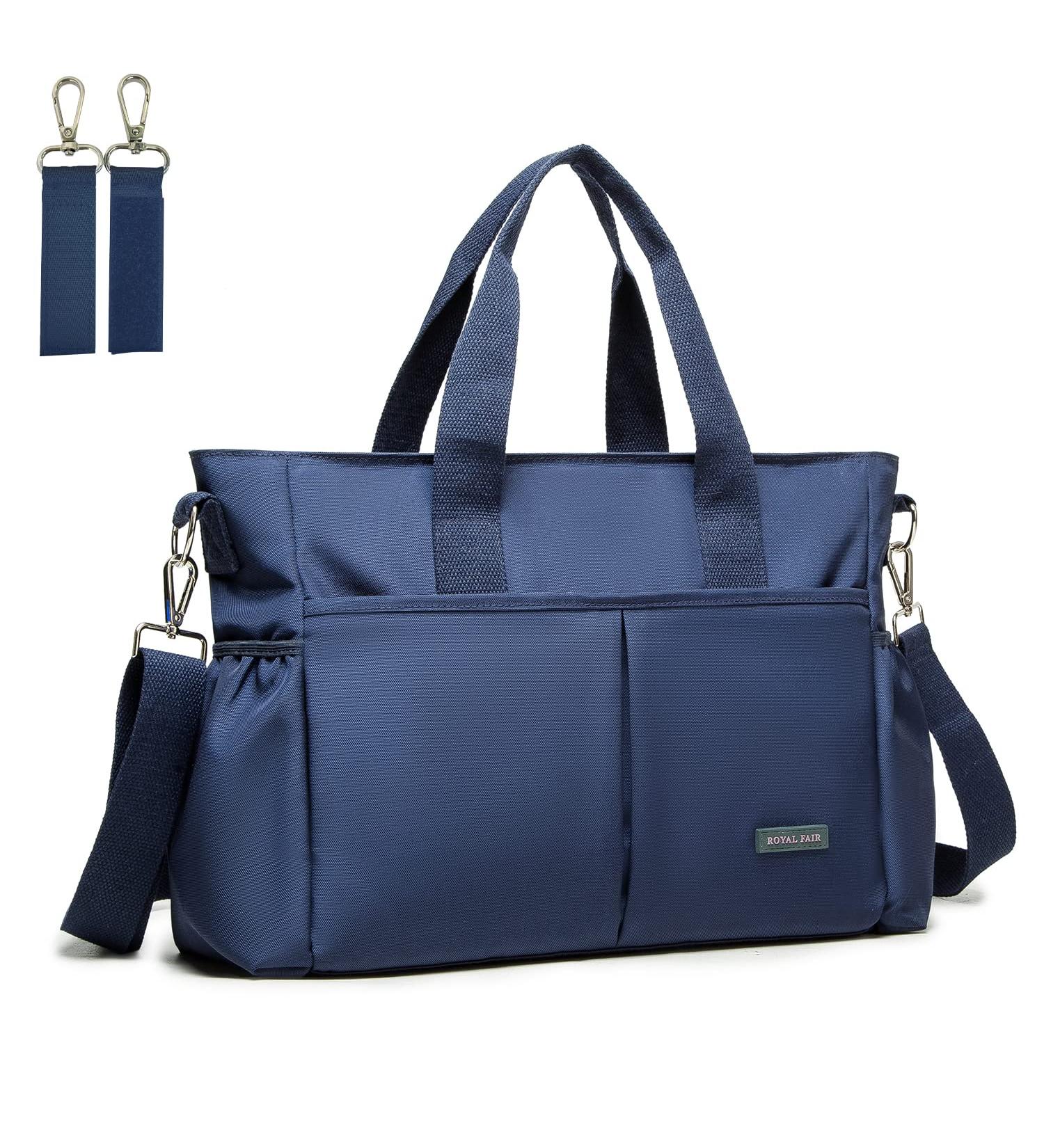 Royalfair Baby Diaper Pocket - Travel Messenger Bag with Insulating Bag & Hook Navy Blue (40 x 28 x 12.8 cm) - Perfect for International Shipping - Buy Online on GoSupps.com