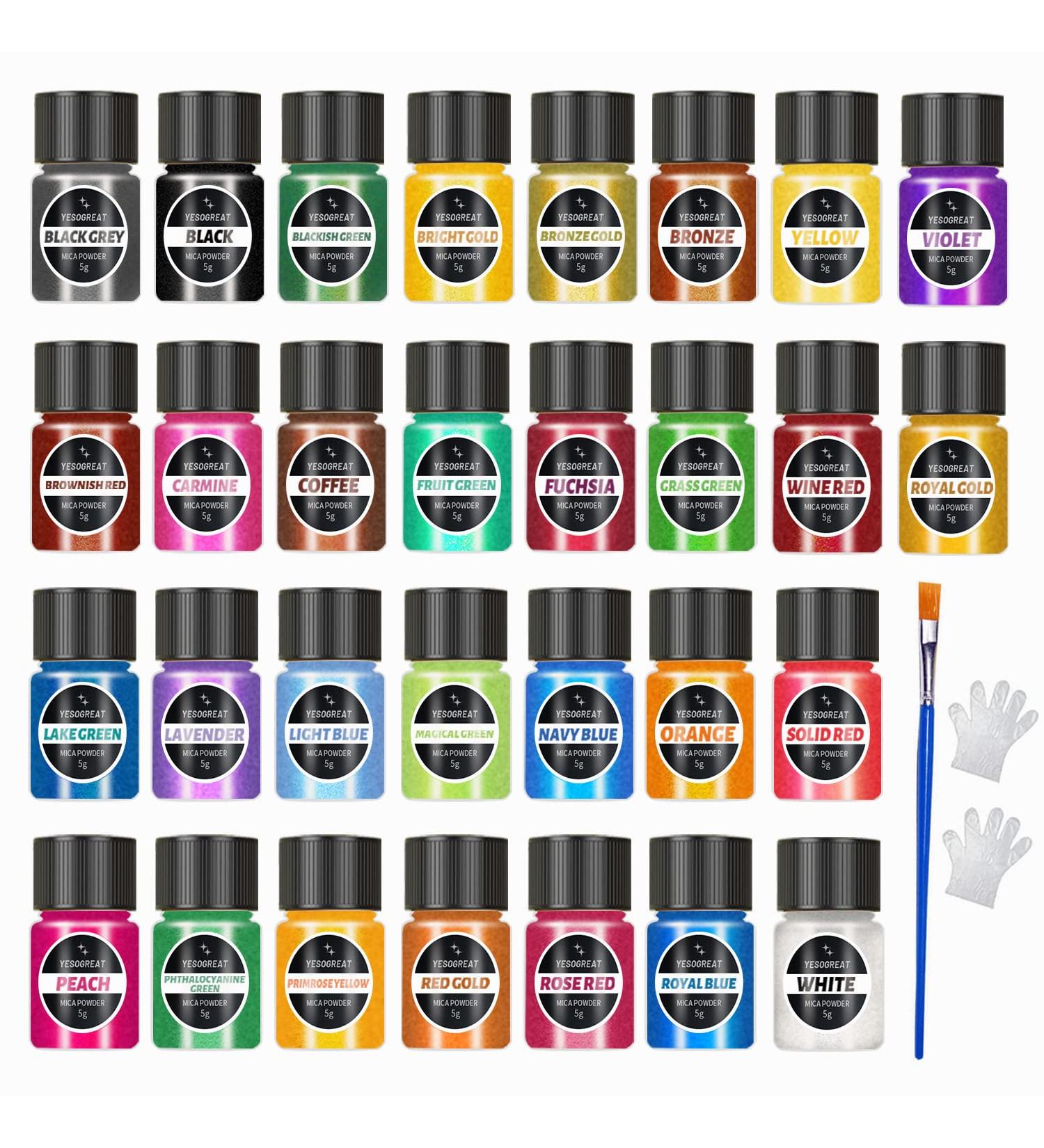 30 Colors Mica Powder for Epoxy Resin - Pigment for Soap, Paint, Jewelry, Nail Polish, Candle Making & More - Buy Online on GoSupps.com