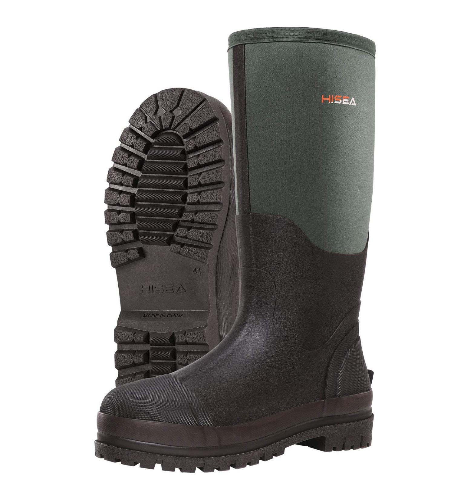 HISEA Men's Neoprene Rubber Work Boots - Insulated Outsole, 6 Grey - Buy Online on GoSupps.com