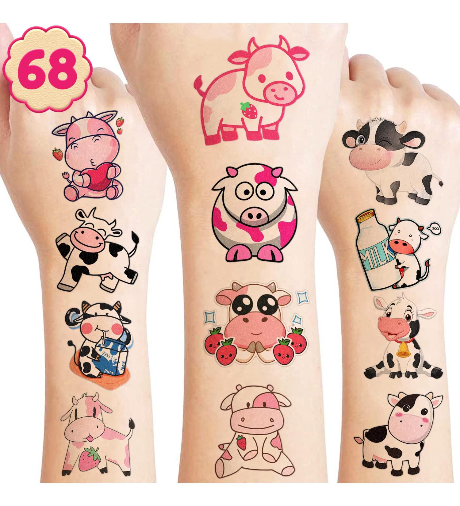 8 Sheet Cow Temporary Tattoos for Kids - 68Pcs Cow Birthday Party Decorations & Supplies, Cute Cow Tattoo Stickers - Ideal Party Favors for Boys & Girls, Schools, Prizes & Themed Events - Buy Online on GoSupps.com