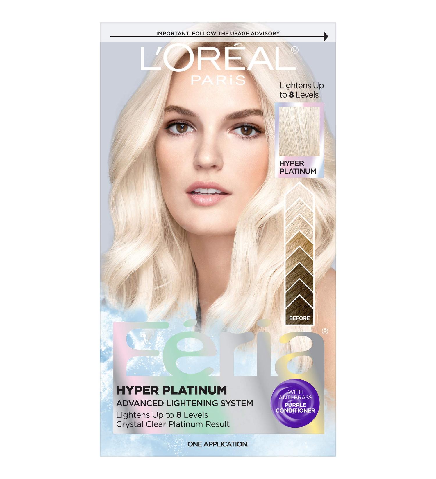 L'Oreal Paris Hyper Platinum Bleach & Anti-Brass Purple Conditioner 4.3oz - Hair Lightening System - Buy Online on GoSupps.com