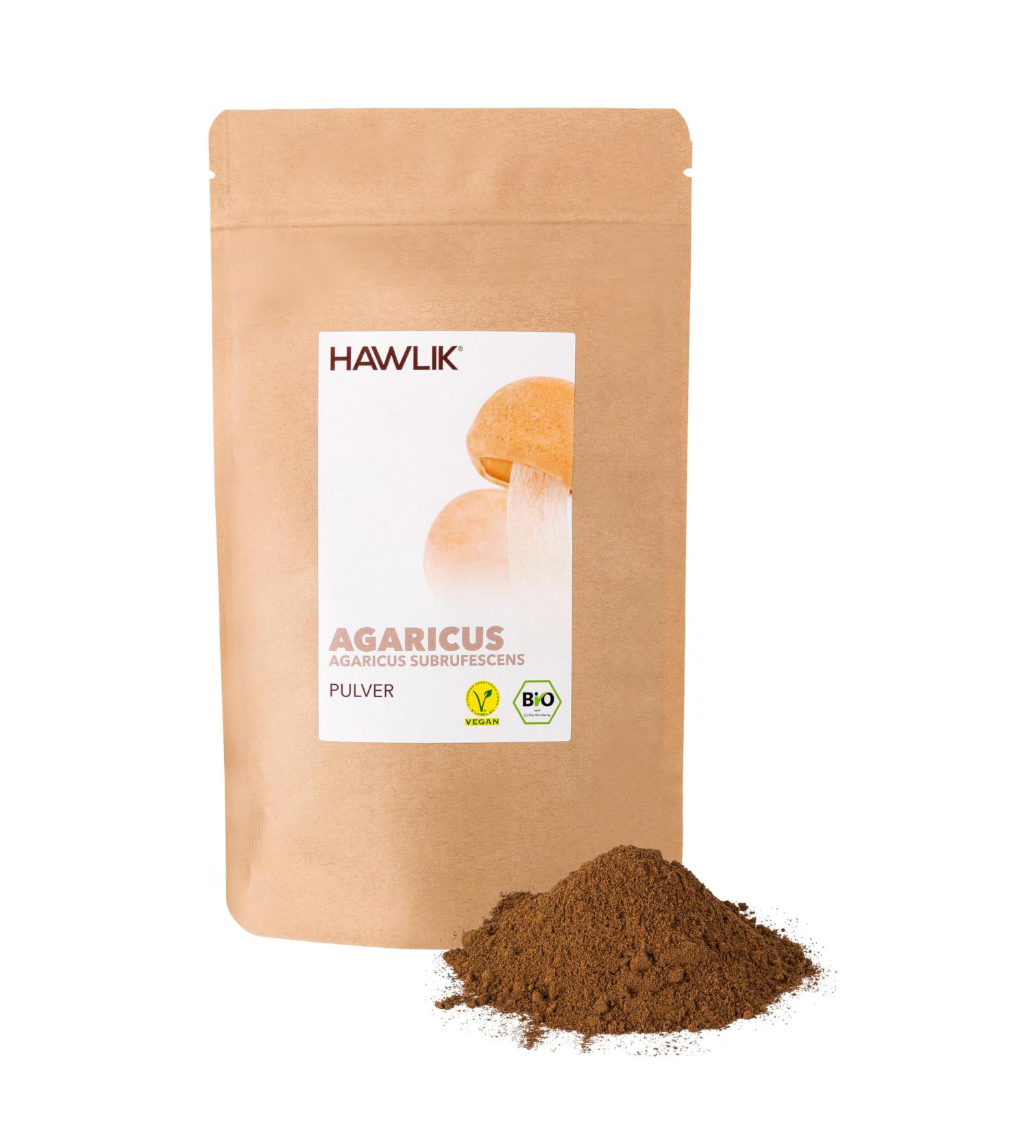 Hawlik Vital Mushrooms Agaricus Powder 100g - Vegan Natural Cultivation Ideal for Mixing - International Shipping Available - Buy Online on GoSupps.com