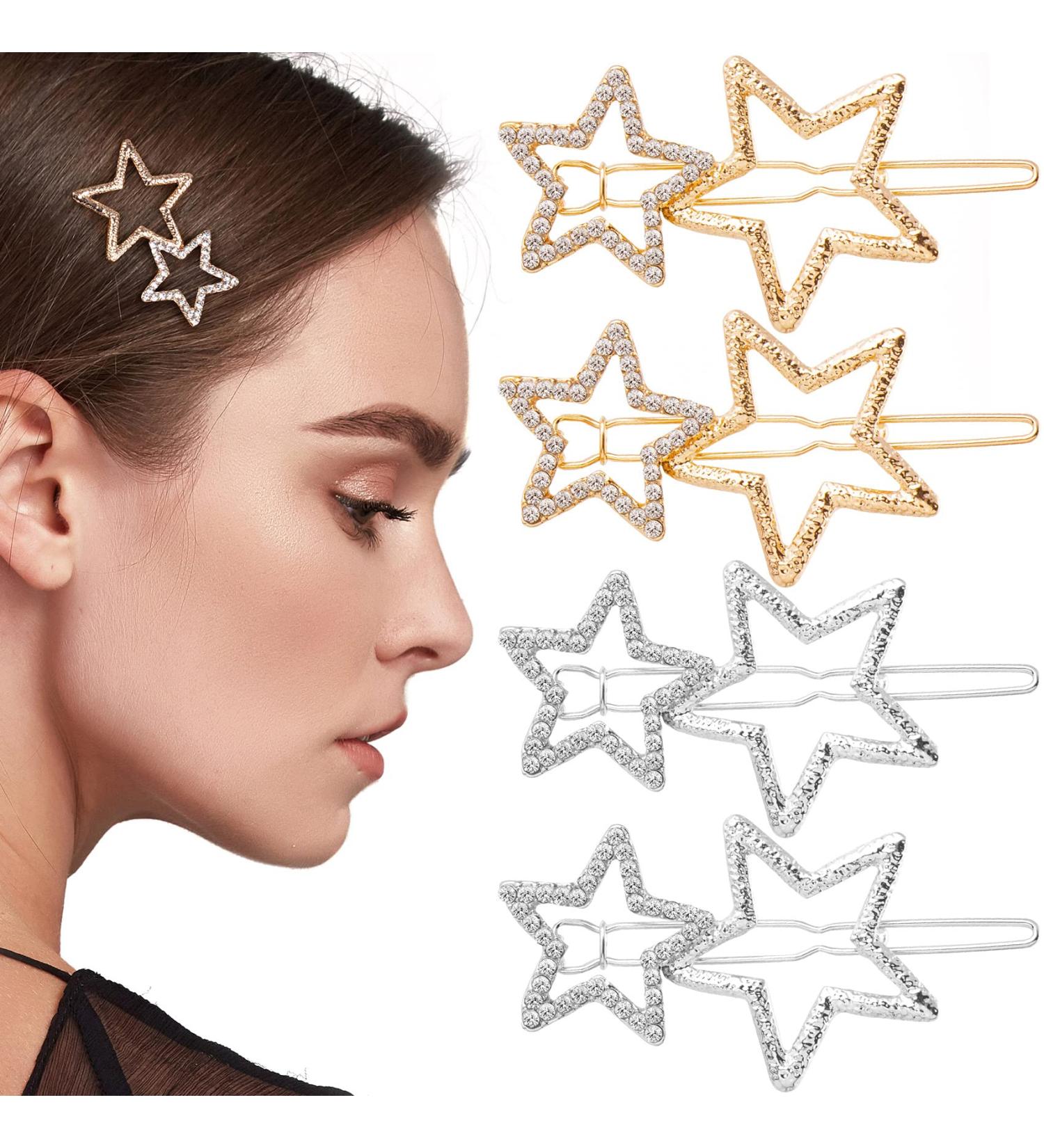 OIIKI Star Hair Clips 8pcs - Elegant Metal Hair Barrettes with Rhinestone Hairpin for Women and Girls - Buy Online on GoSupps.com