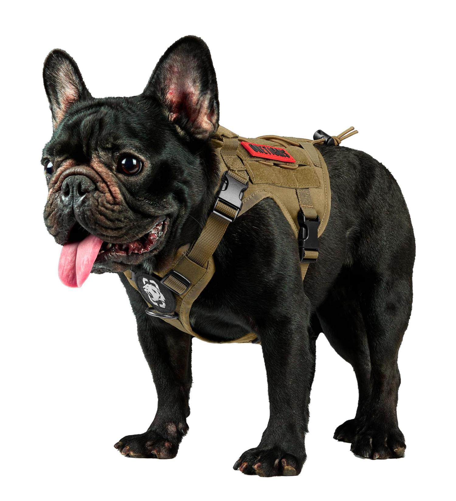 Oneigris Dog Harness - Fire Watcher Tactical Molle Security - No-Pull D-Ring - 1000D Nylon - XXS Brown - Buy Online on GoSupps.com