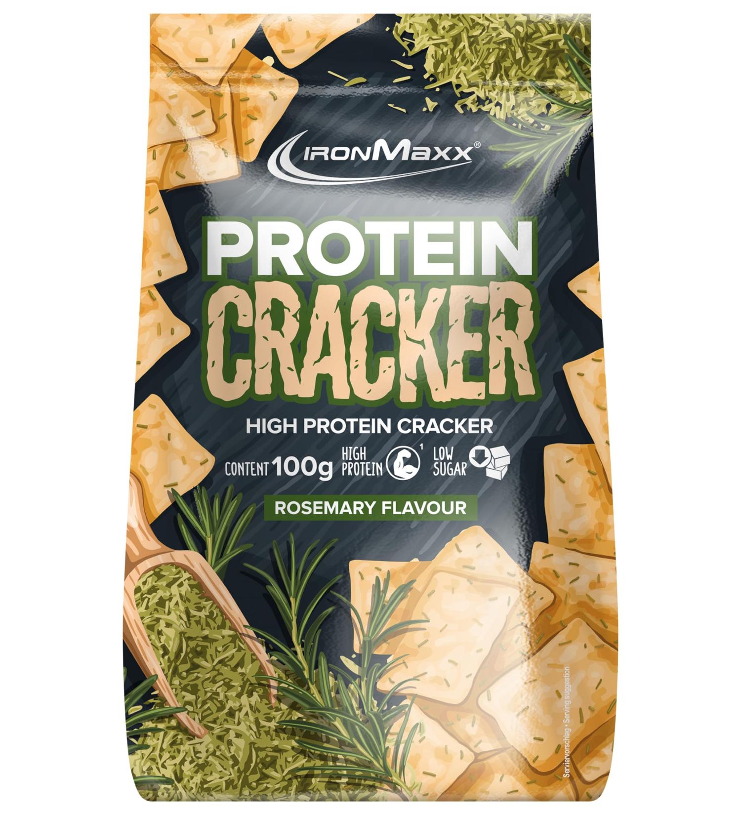 IronMaxx Protein Cracker - Rosemary 100g | Low-Sugar High-Protein Snack | Crispy & Baked Not Fried - Buy Online on GoSupps.com