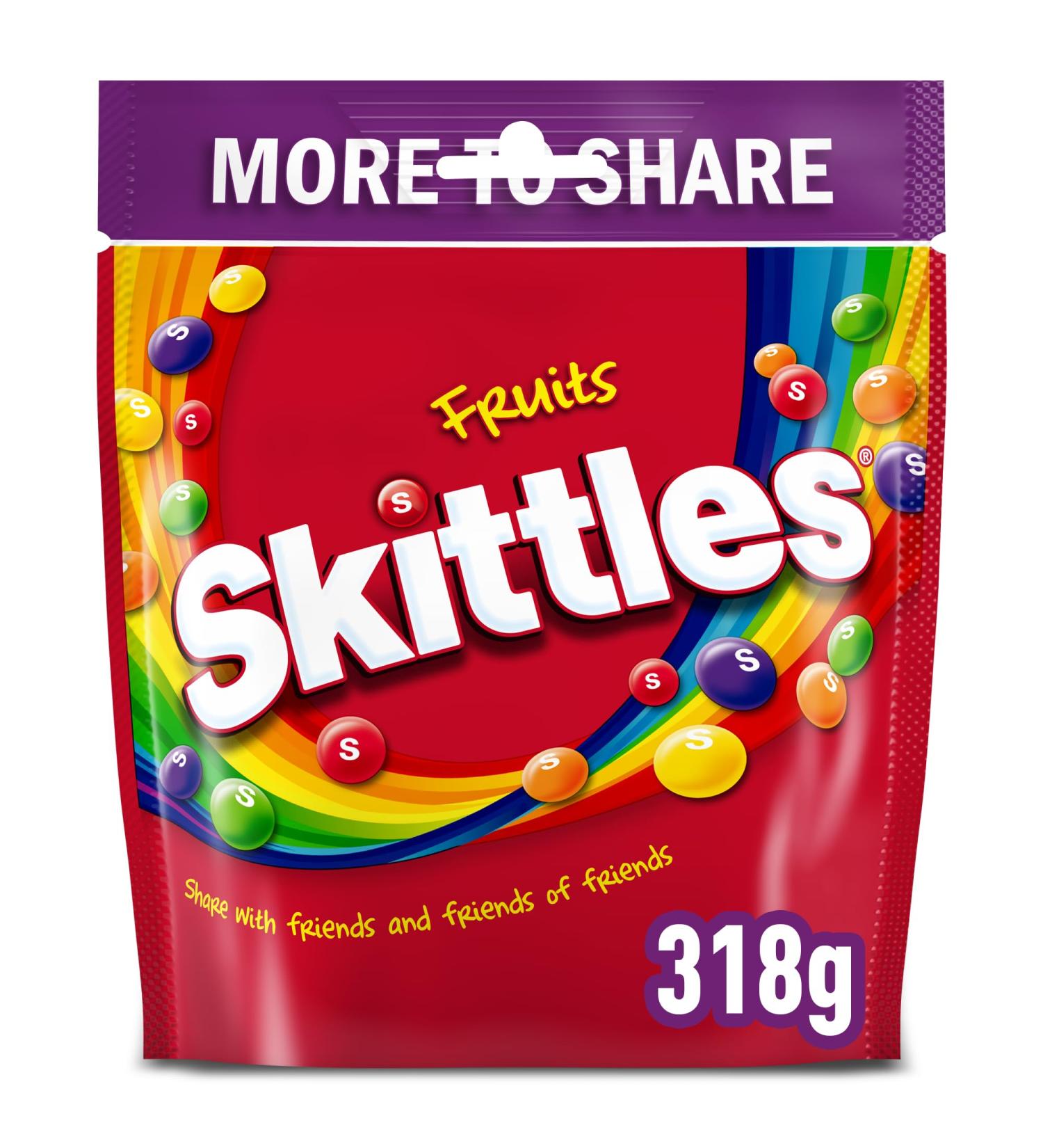 Skittles Vegan Chewy Sweets Fruit Flavoured Sharing Pouch Bag 318g 350 g