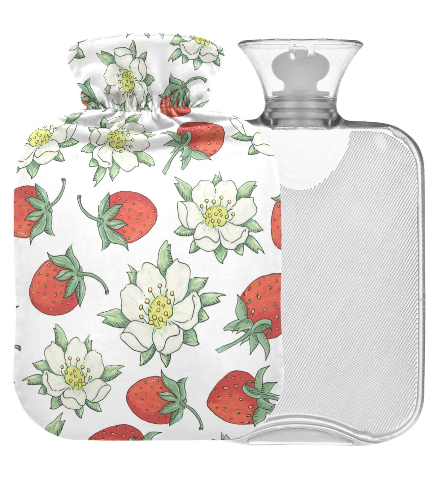 Naanle Flower Strawberry Hot Water Bottle | 1L Transparent Heat Bottle for Bed Hand & Foot Warmer | Pain Relief & Heat Therapy - Buy Online on GoSupps.com