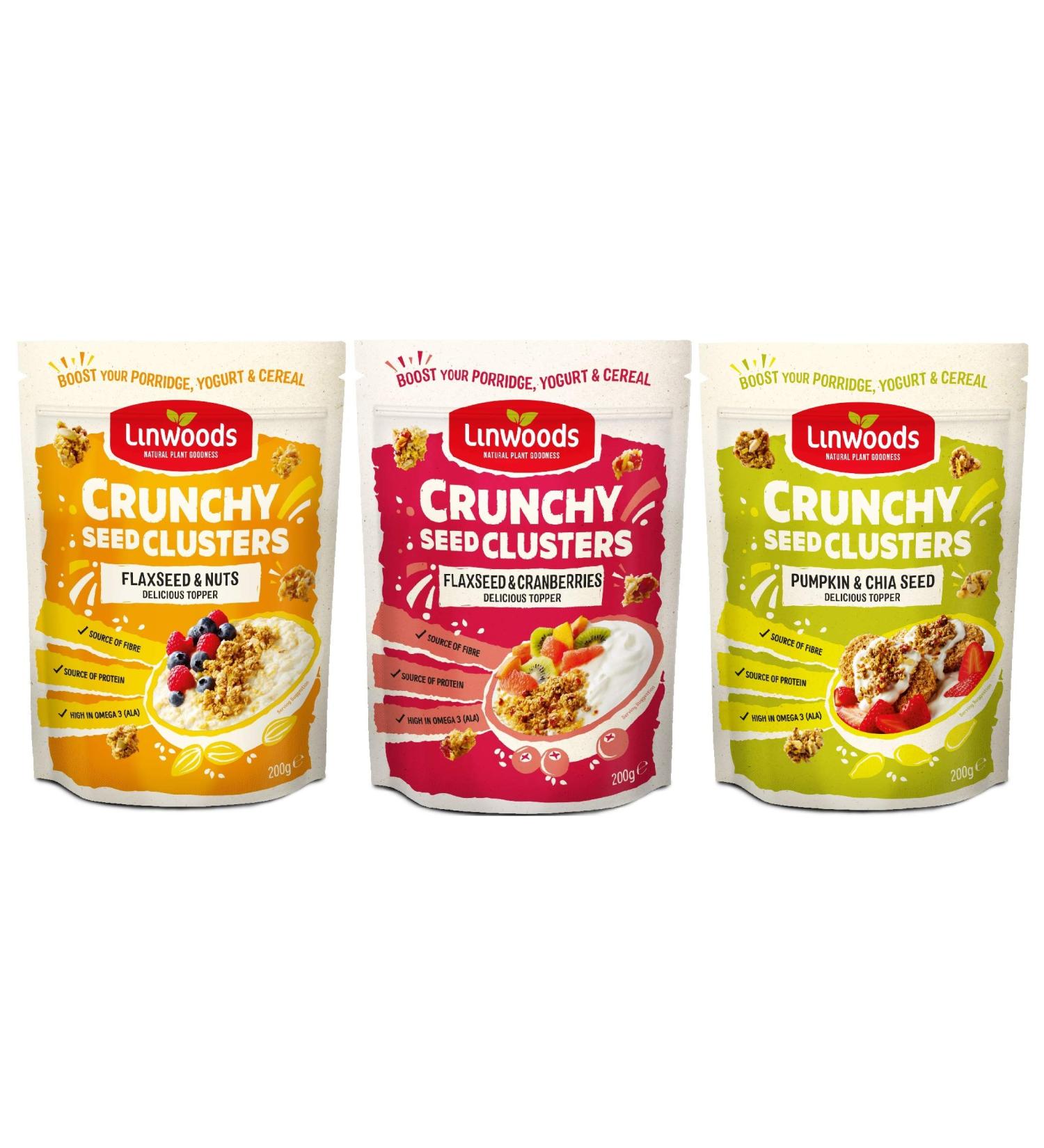  Linwoods Linwoods 200g Crispy Seed Cluster - 3 Cluster - 1 x Flaxseed & Nut Seeds 1 x Pumpkin & Chia Seeds 1 x Flaxseed & Cranberry Seed - Buy Online on GoSupps.com