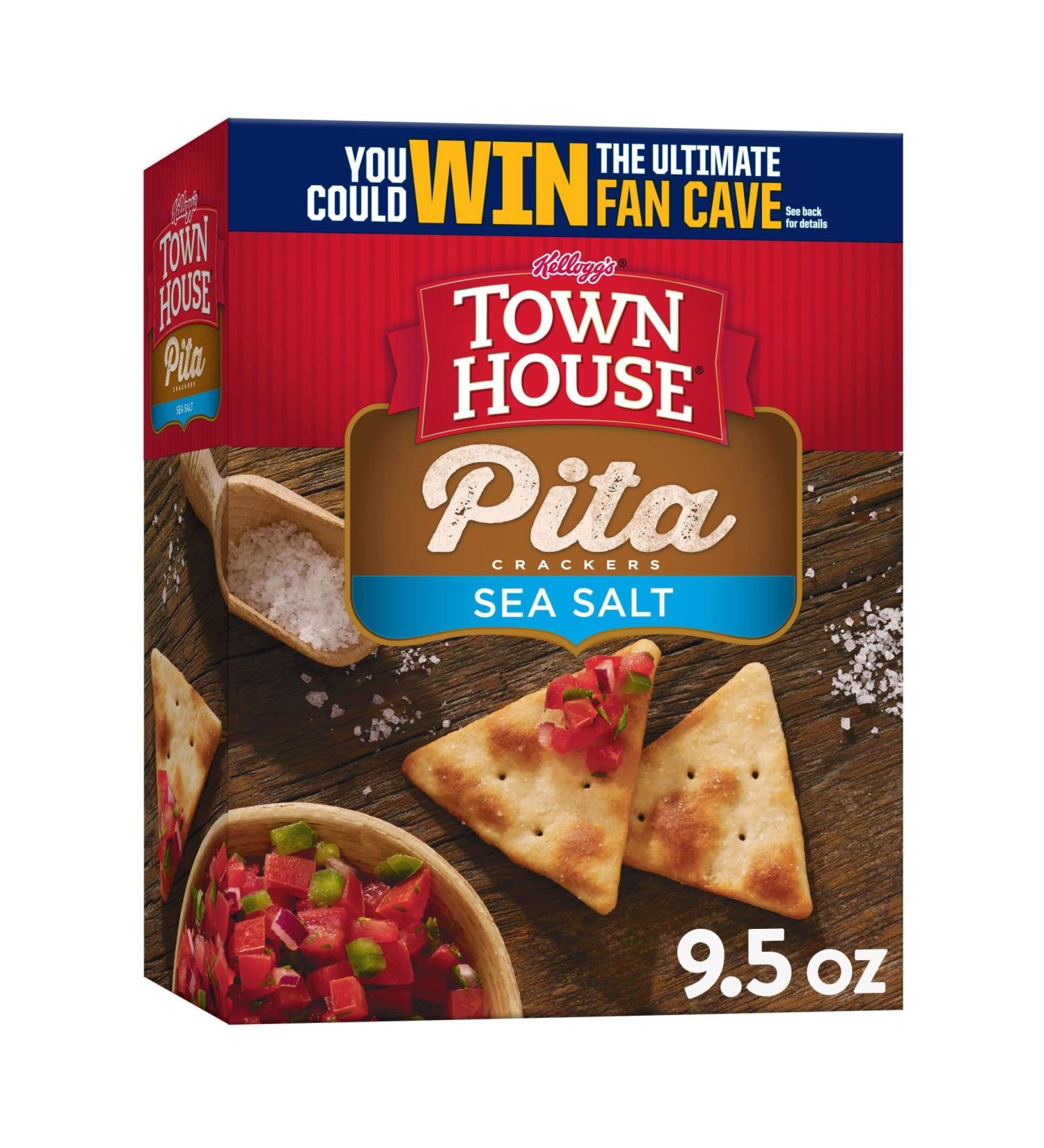 Town House Sea Salt Pita Crackers 9.5oz - Crunchy Baked Snack for Lunch (1 Box) - Buy Online on GoSupps.com