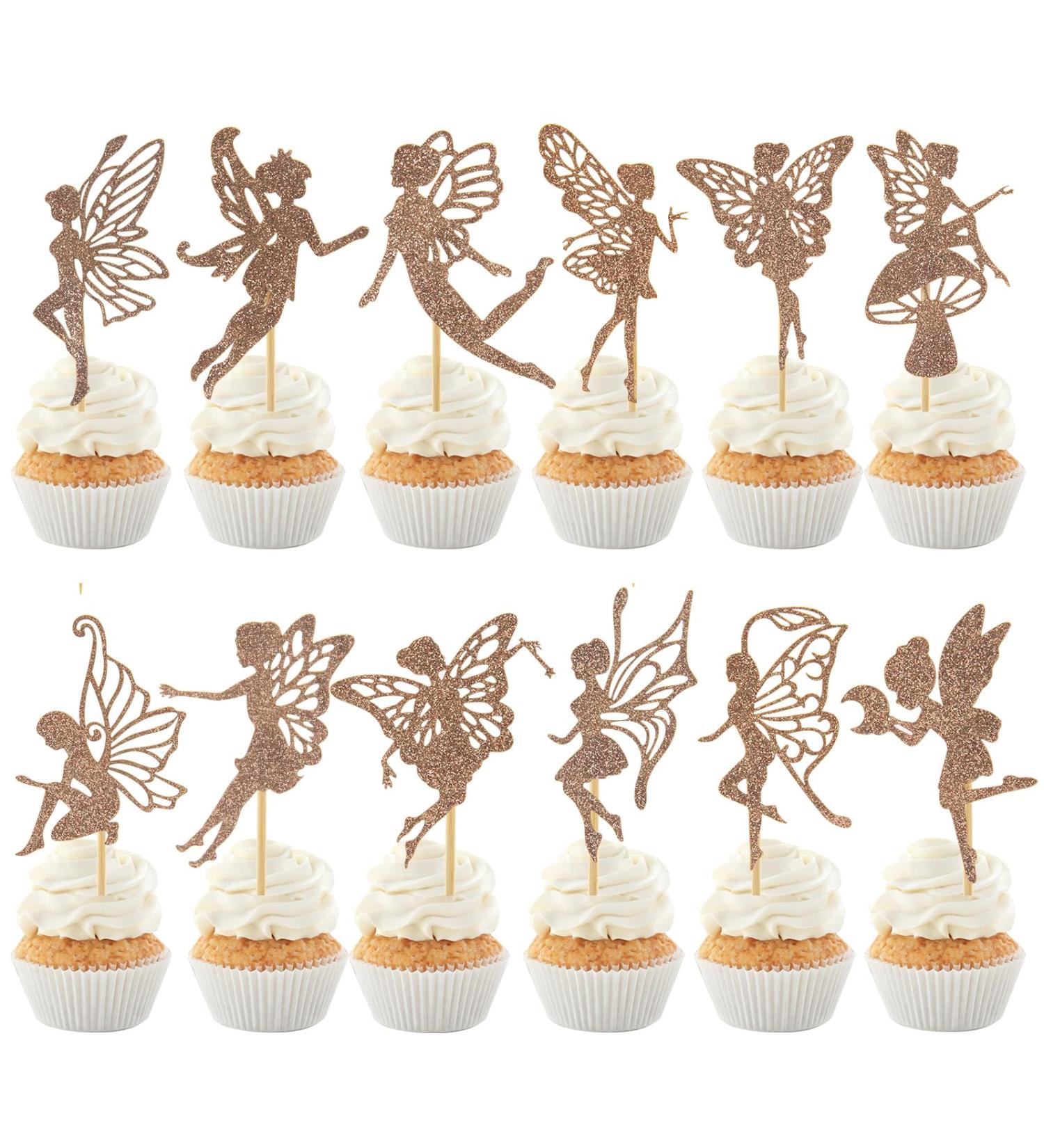 60 Pcs Fairy Cupcake Toppers Glitter Wing Angel Fairy Cupcake Picks Ballet Dancer Cake Decorations for Wedding Bridal Shower Baby Shower Birthday Party Supplies Color06 - Buy Online on GoSupps.com