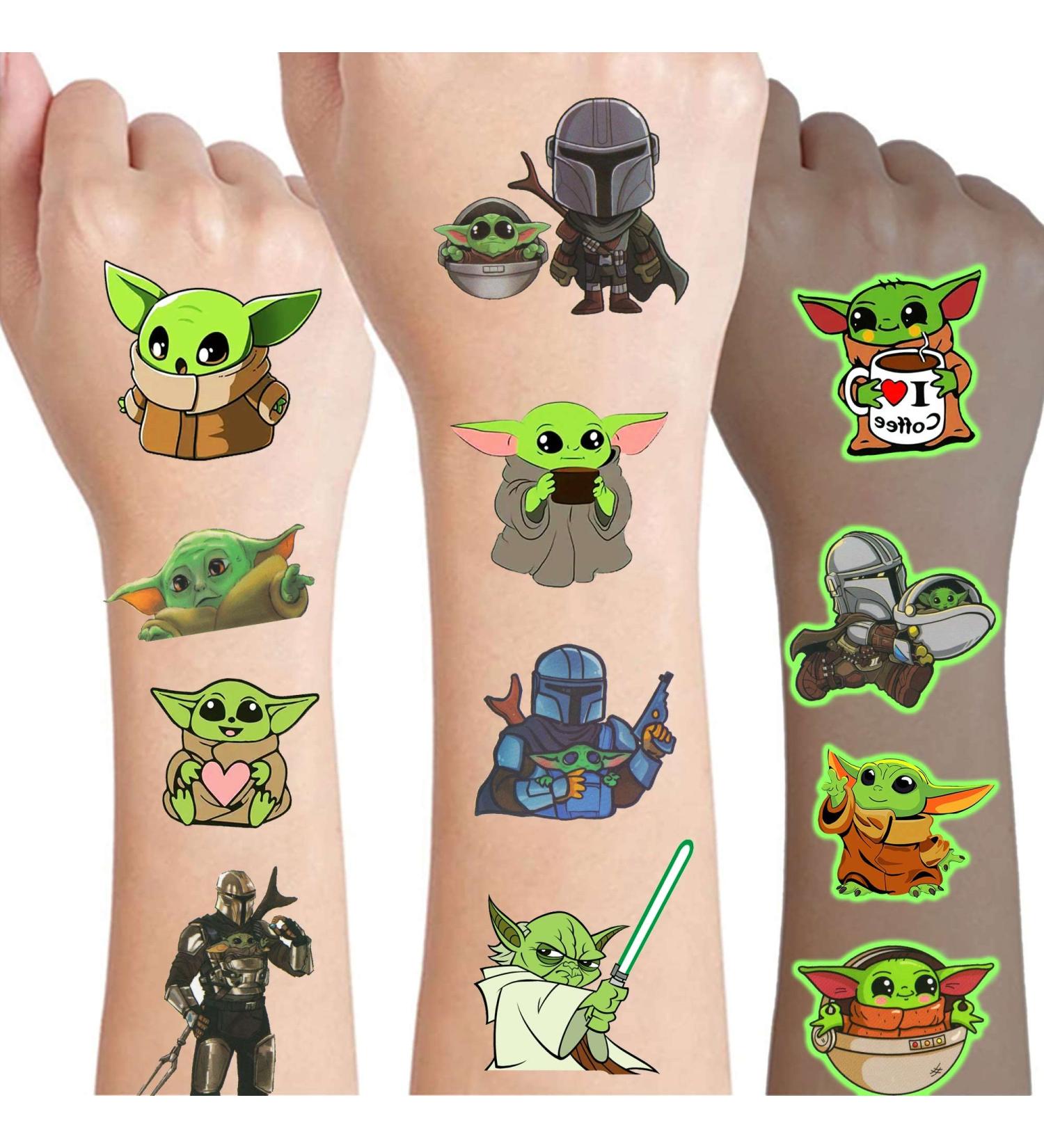 120 Pcs Baby Yoda Glow In The Dark Temporary Tattoos - Waterproof Grogu Stickers for Kids Birthday Party (6 Sheets) - Buy Online on GoSupps.com