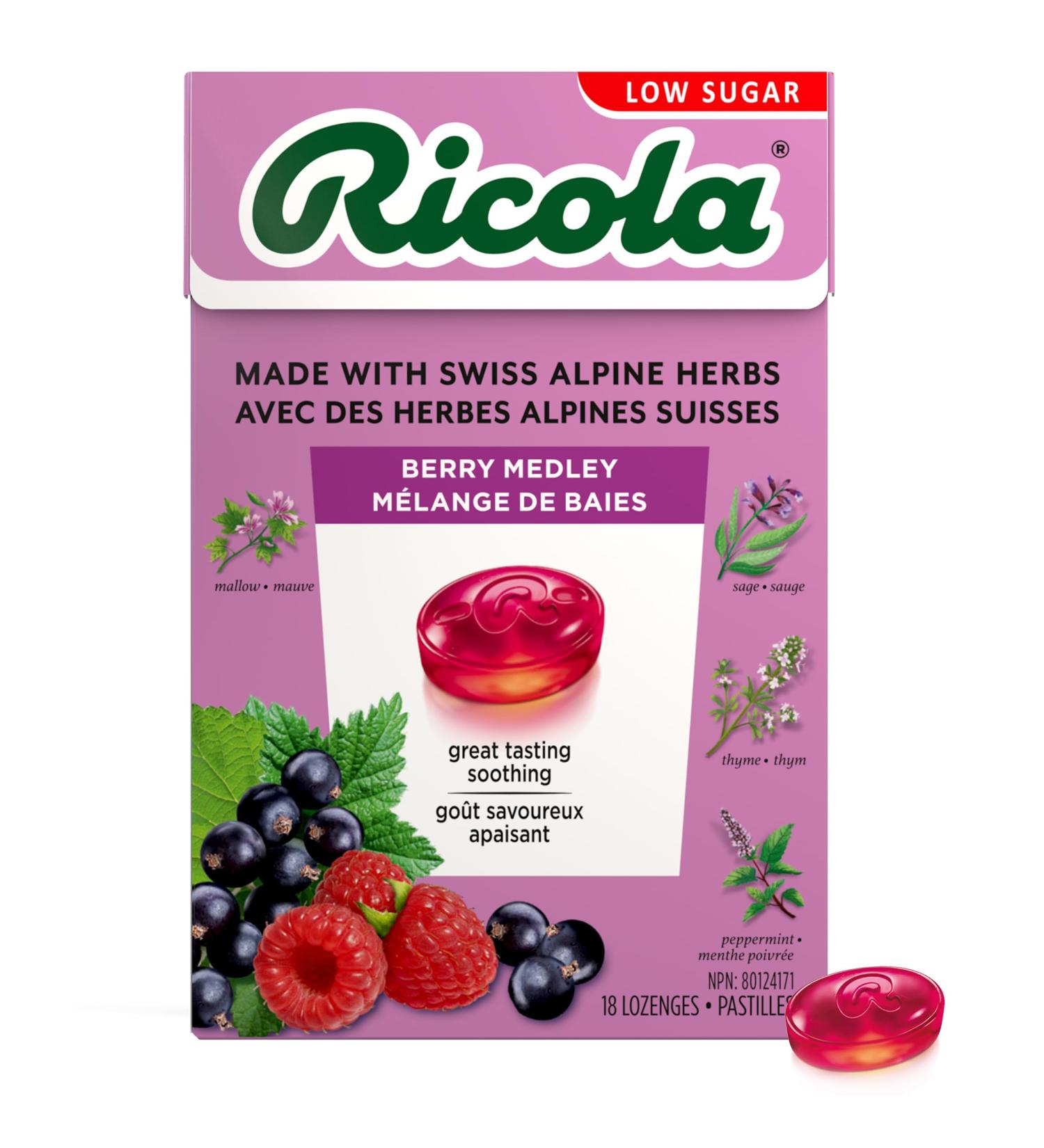 Ricola Berry Medley Cough Suppressant Throat Drops 18 Count Box - Buy Online on GoSupps.com