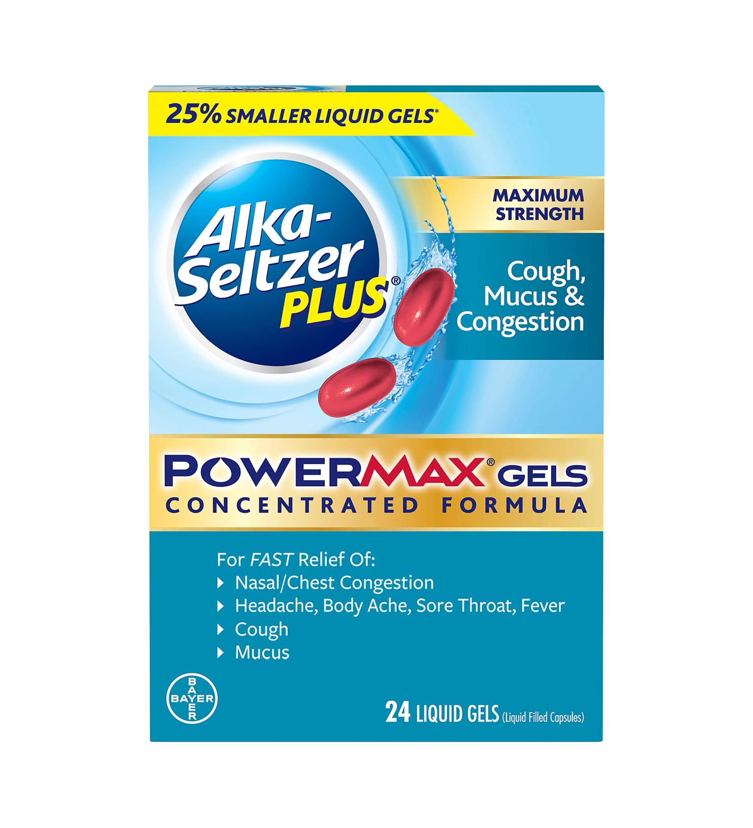 Alka-Seltzer Plus Maximum Strength Cough & Congestion Powermax Liquid Gels - 24 Count - Buy Online on GoSupps.com