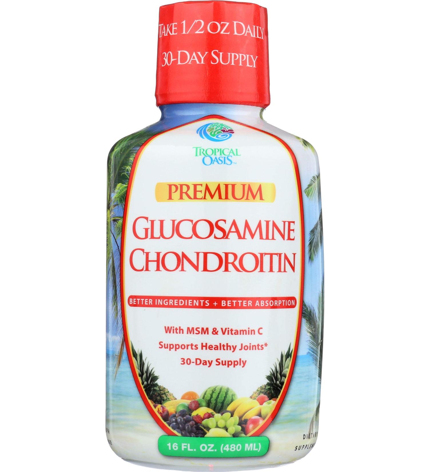 Tropical Oasis Liquid Glucosamine Chondroitin MSM & Vitamin C - 16 oz for Maximum Joint Support - Buy Online on GoSupps.com