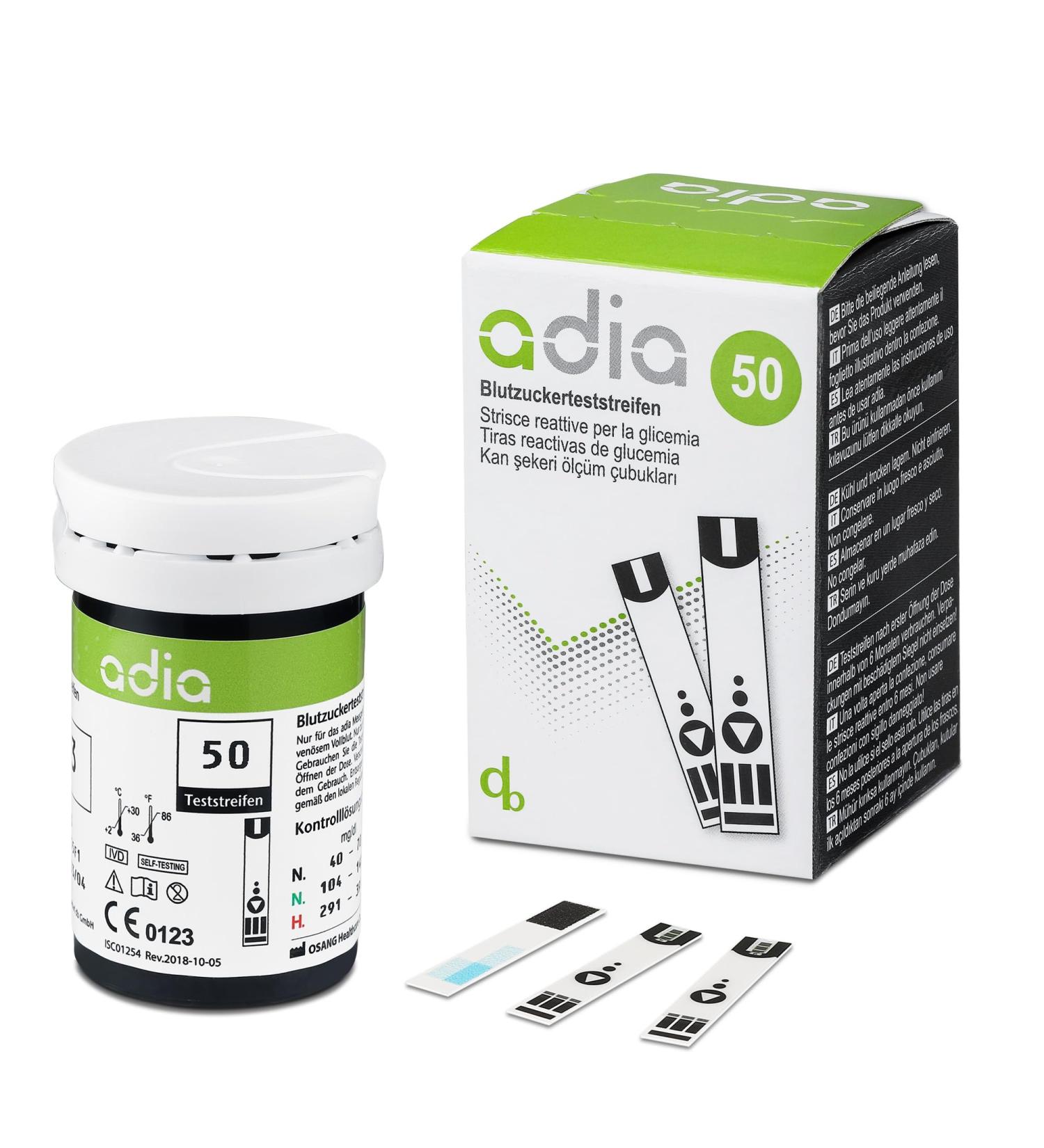 Adia Blood Glucose Test Strips - 50 Pack | Affordable & Easy Monitoring for Diabetes Control - Buy Online on GoSupps.com