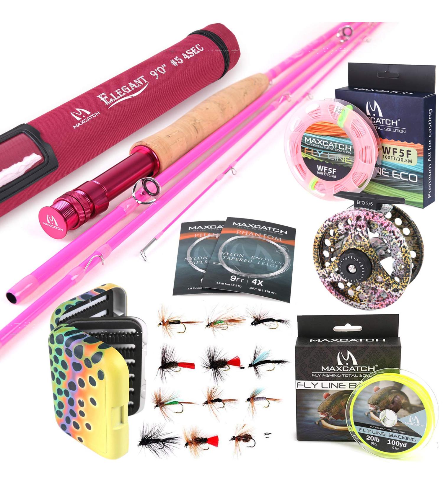 Maximumcatch Elegant Pink Fly Rod for Women - 2/5 WT 6'6 / 9ft 4-Piece Fly Fishing Rod Combo - Buy Online on GoSupps.com