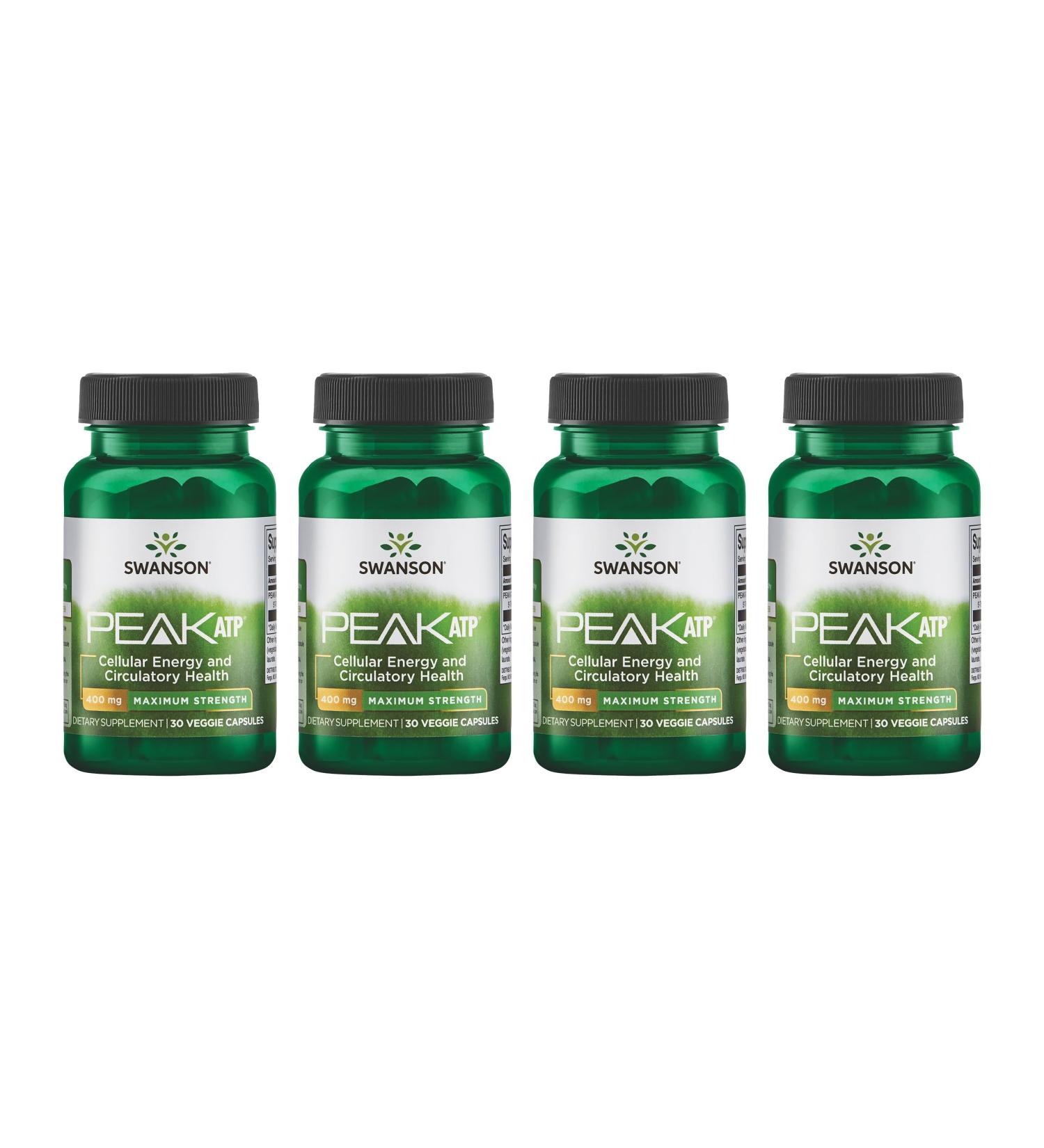 Swanson Maximum Strength Peak ATP-Natural Supplement Promoting Cellular Energy Support-Supports Physical Performance and Promotes Healthy Blood Flow Support-(30 Veggie Capsules, 400mg Each) 4 Pack - Buy Online on GoSupps.com