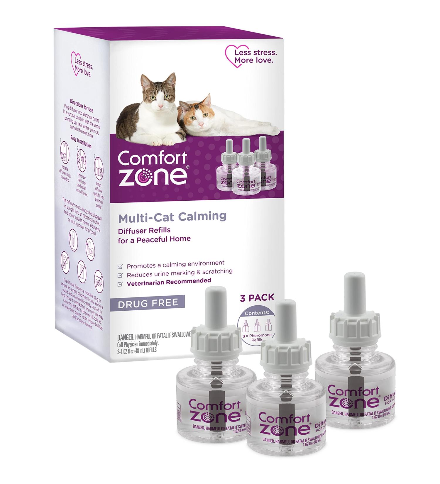 Comfort Zone Multi-Cat Diffuser Refills - 3 Pack | Veterinarian Recommended Solution for Peaceful Home, Stop Cat Fighting, Spraying & Scratching - Buy Online on GoSupps.com