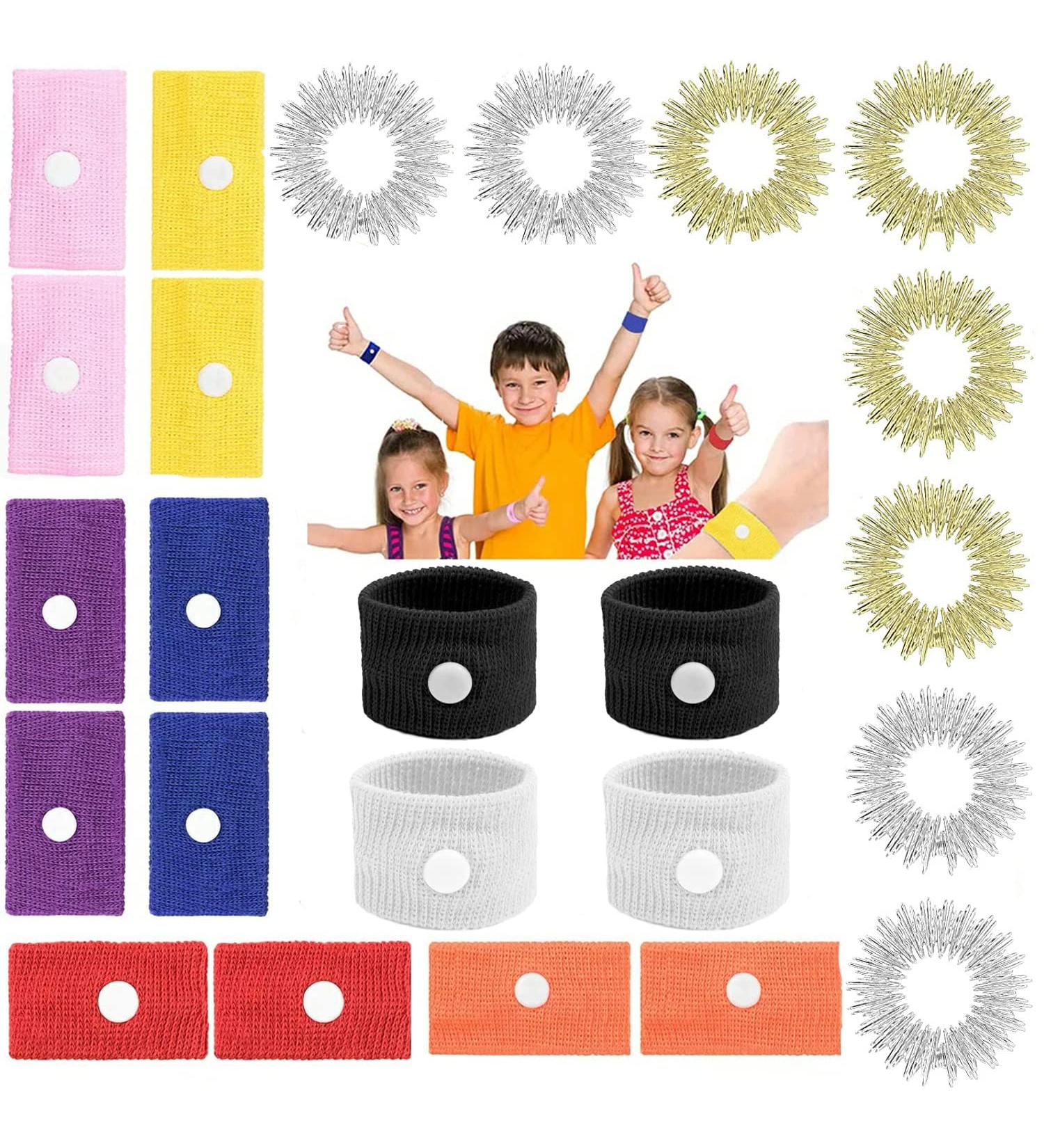 Buy Acupressure Bracelet for Nausea Relief | 8 Pairs Anti-Nausea Bands & Massage Rings for Adults & Kids - No Side Effects | Ideal for Travel Pregnancy & Motion Sickness - Buy Online on GoSupps.com