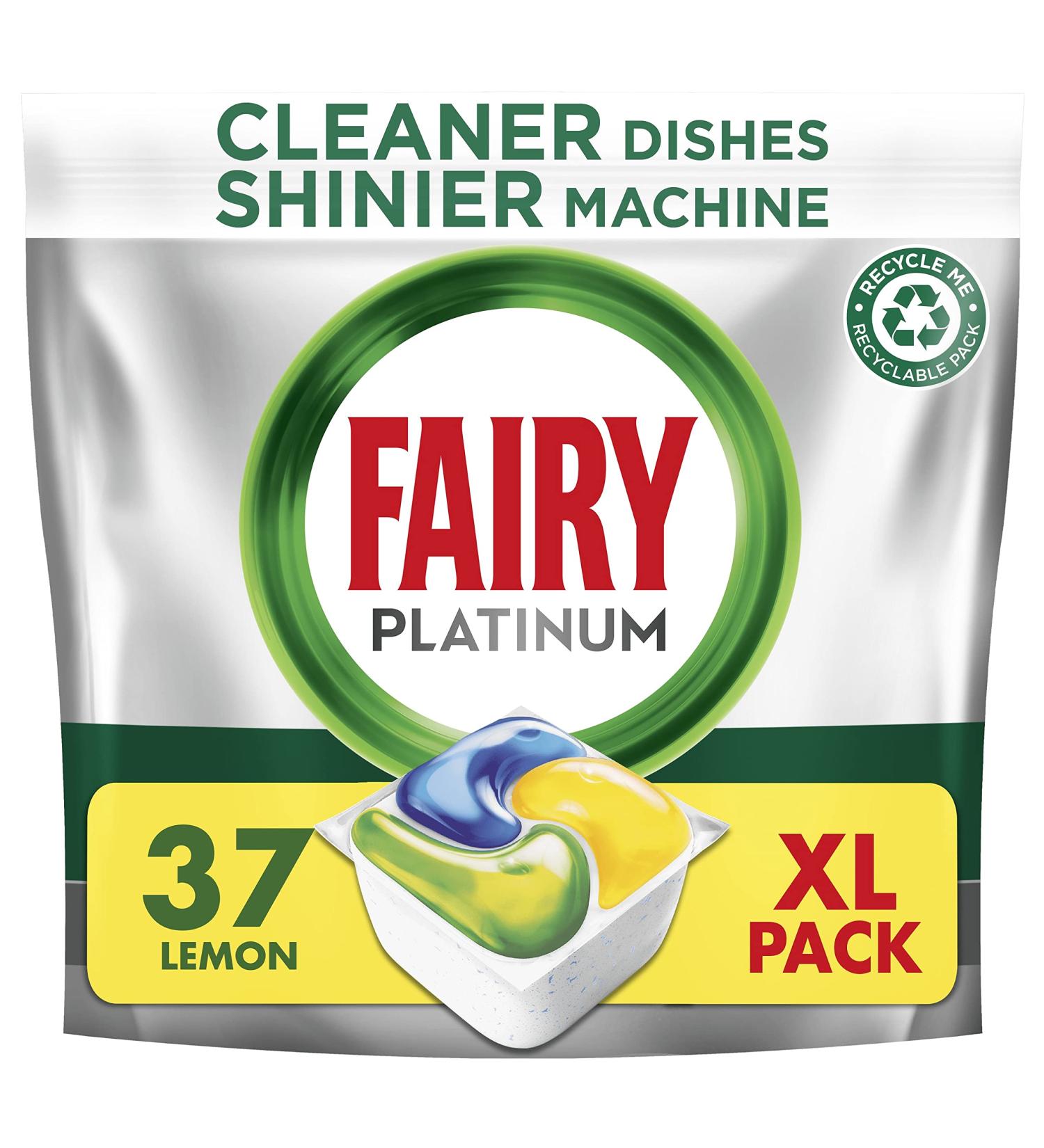 Fairy Platinum Dishwasher Tablets Lemon - 37 Count Pack - Powerful Cleaning Formula - Buy Online on GoSupps.com