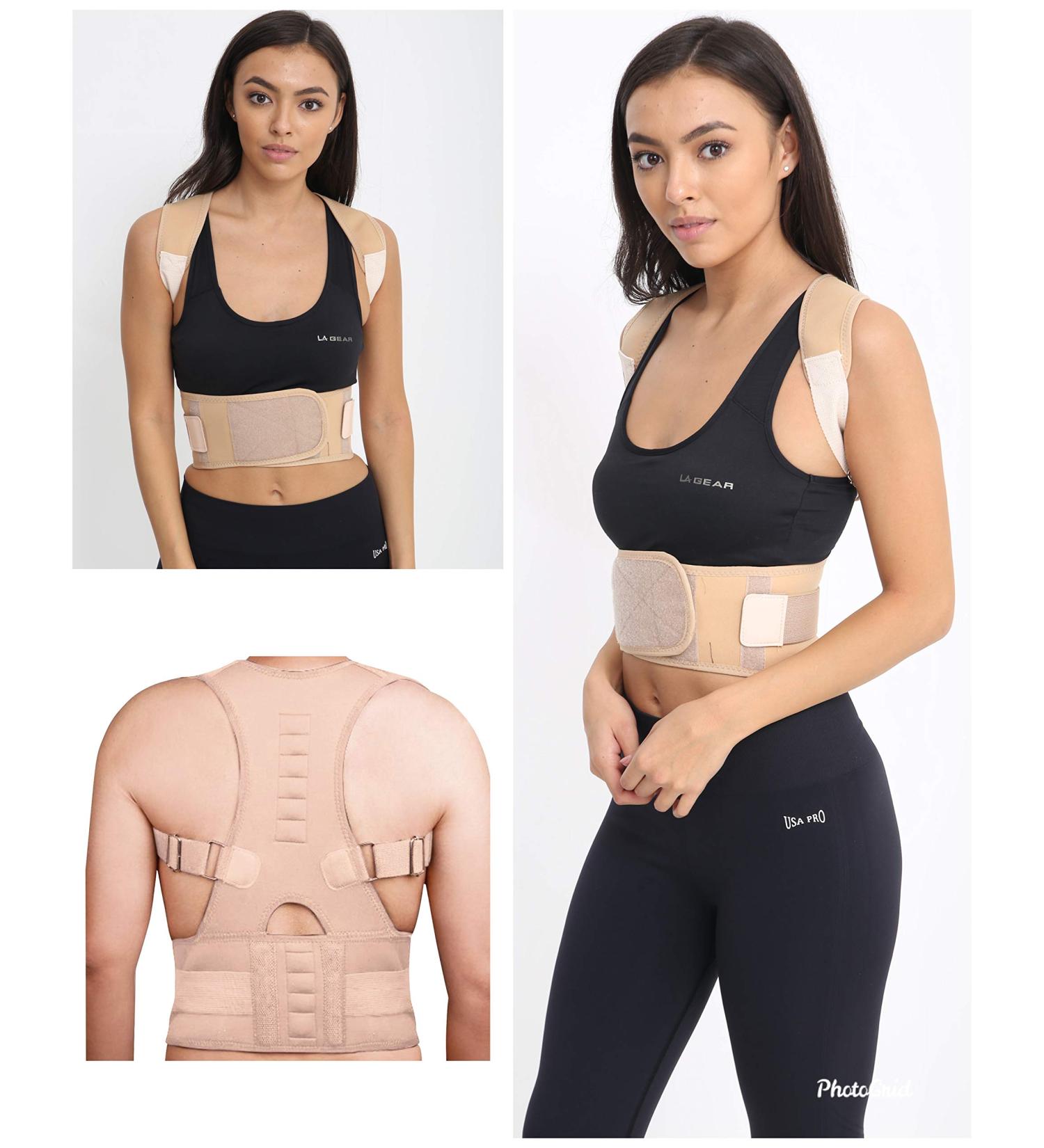 Deluxe Magnetic Posture Corrector - Adjustable Straps Neoprene - Small Beige - Buy Online on GoSupps.com