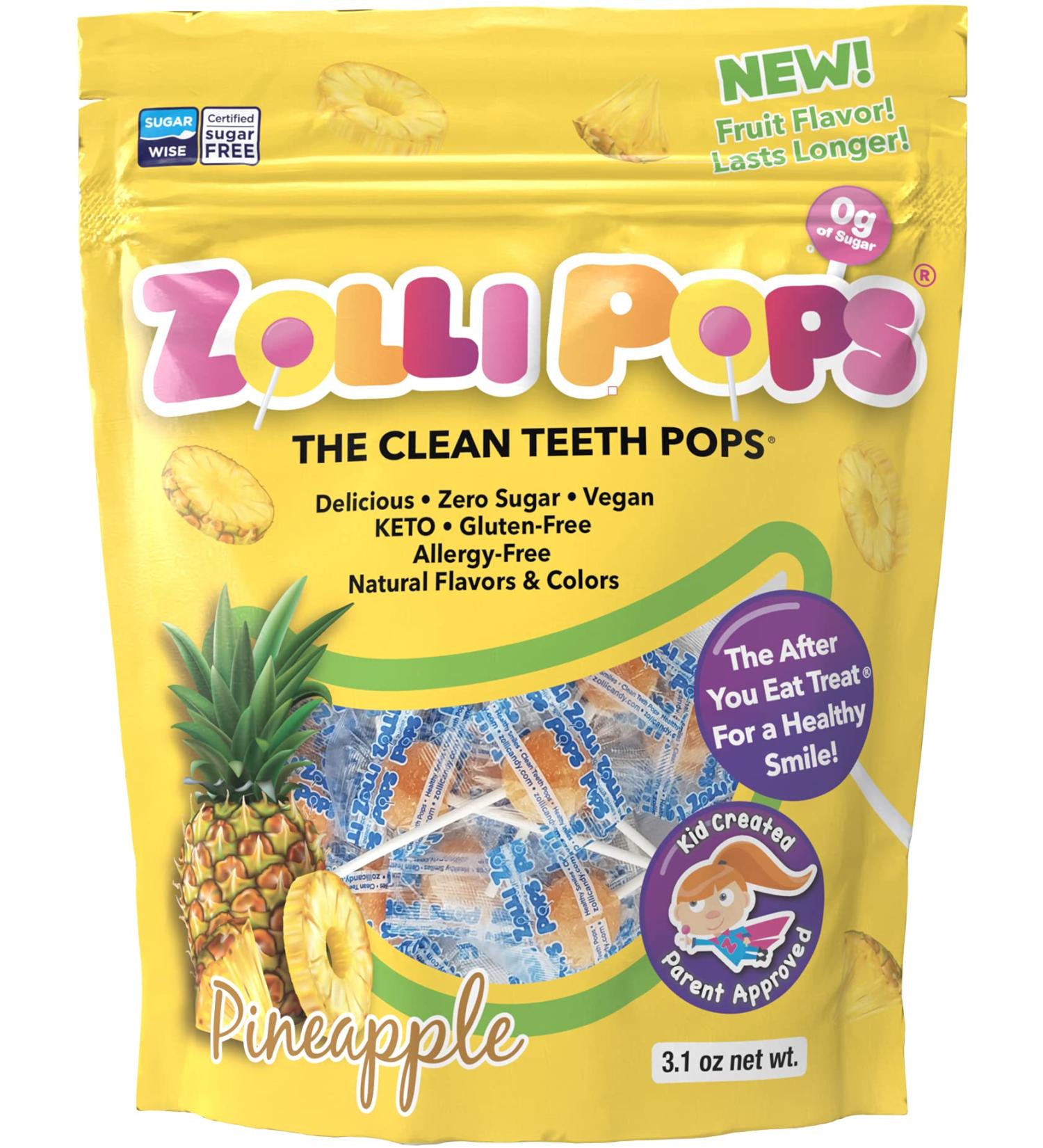 Zollipops Pineapple Clean Teeth Pops - 3.1 oz Natural Dental Treats - Buy Online on GoSupps.com