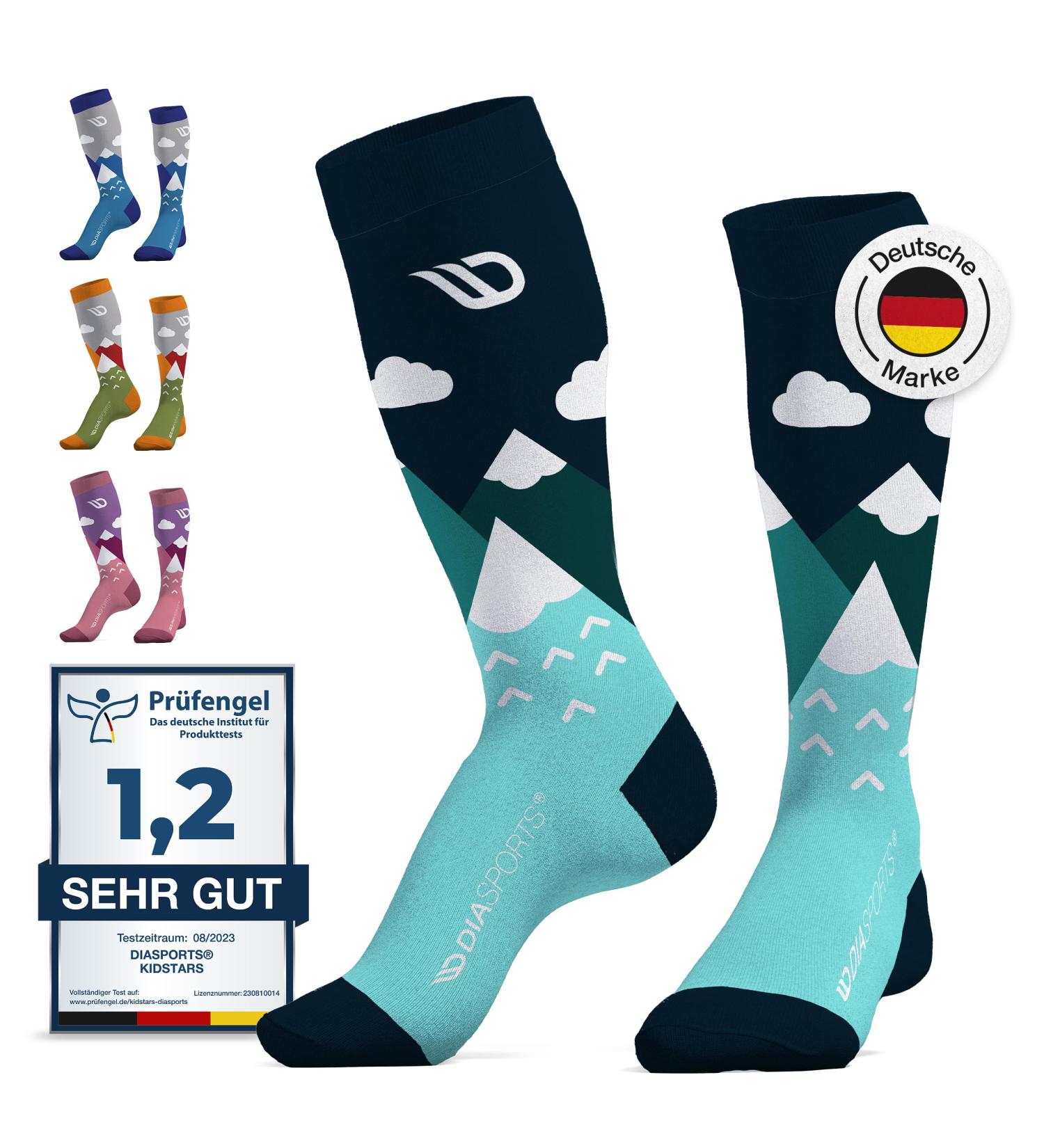 Diasports Merino Wool Ski Socks for Kids | Warm Thermo Knee Socks | Thick Winter Socks for Girls & Boys | KidStars 31-34 Turquoise - Buy Online on GoSupps.com