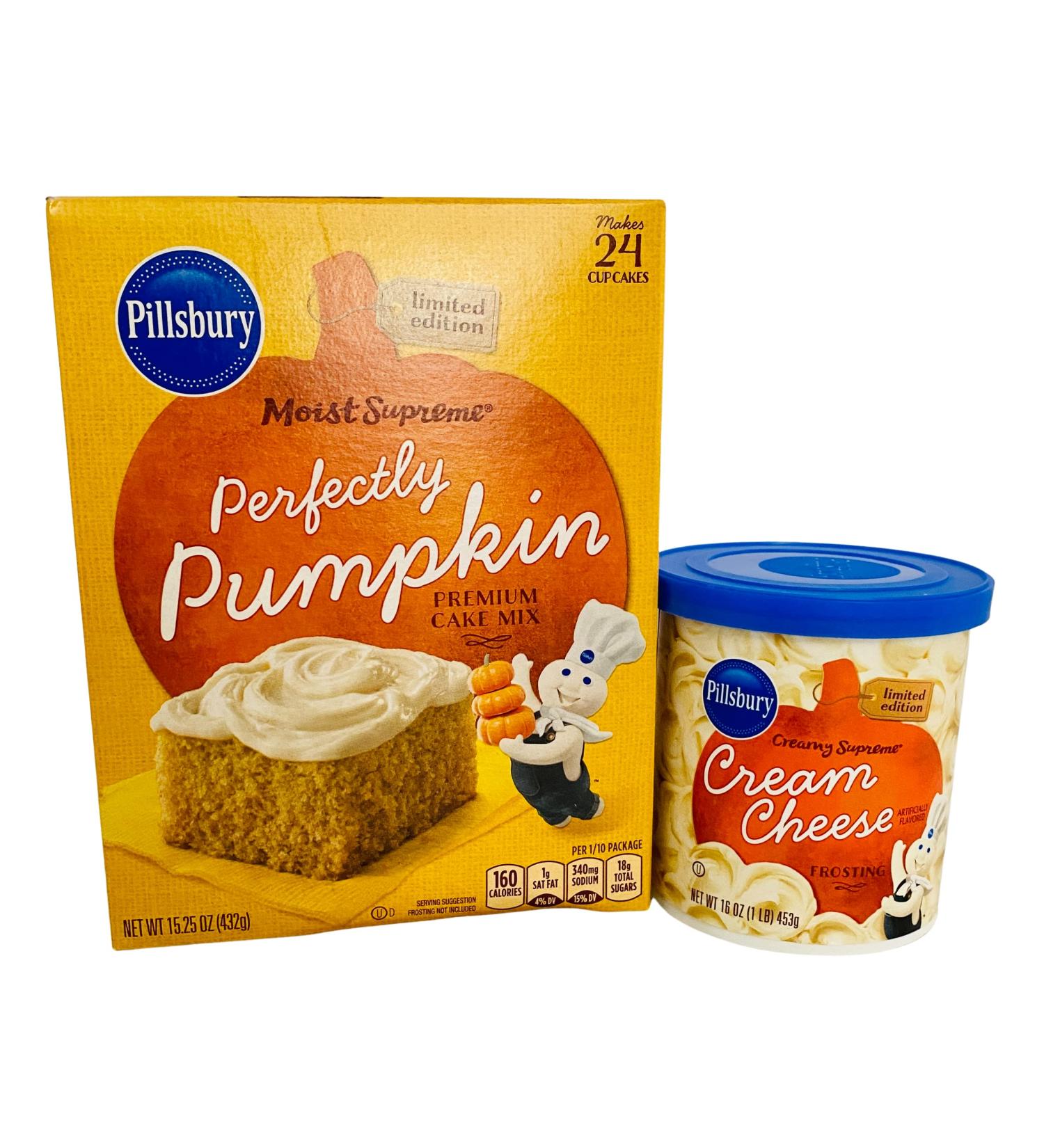Pillsbury Perfectly Pumpkin Cake Mix (15.25oz) with Cream Cheese Frosting - 2-in-1 Bundle - Buy Online on GoSupps.com