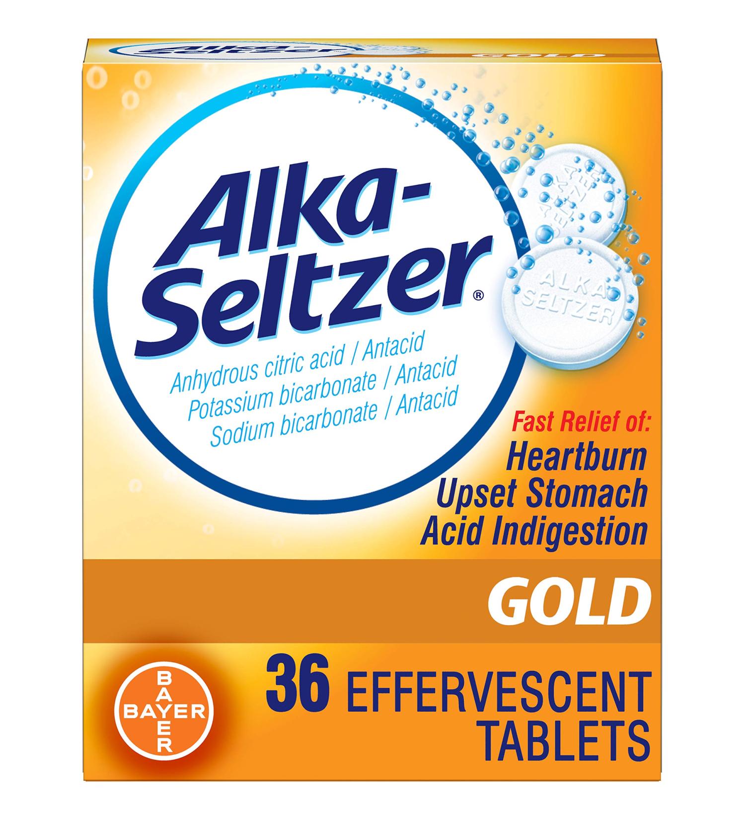 Alka-Seltzer Gold Effervescent Tablets - 108 Tablets (36 Tablets per Pack x 3) | Fast Relief Formula - Buy Online on GoSupps.com
