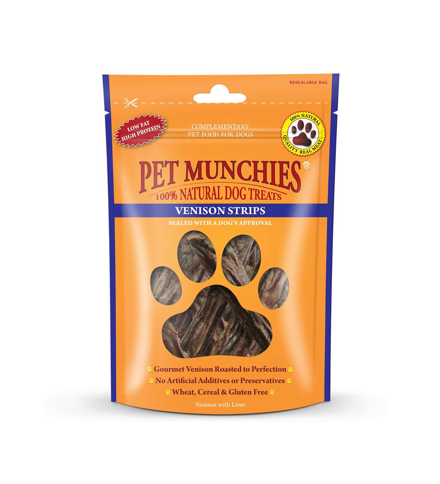 Pet Munchies Venison Strips Dog Treats Premium Wheat Free Dog Chews with Natural Real Meat Low in Fat and High in Protein 75g Venison 1 count (Pack of 1) - Buy Online on GoSupps.com