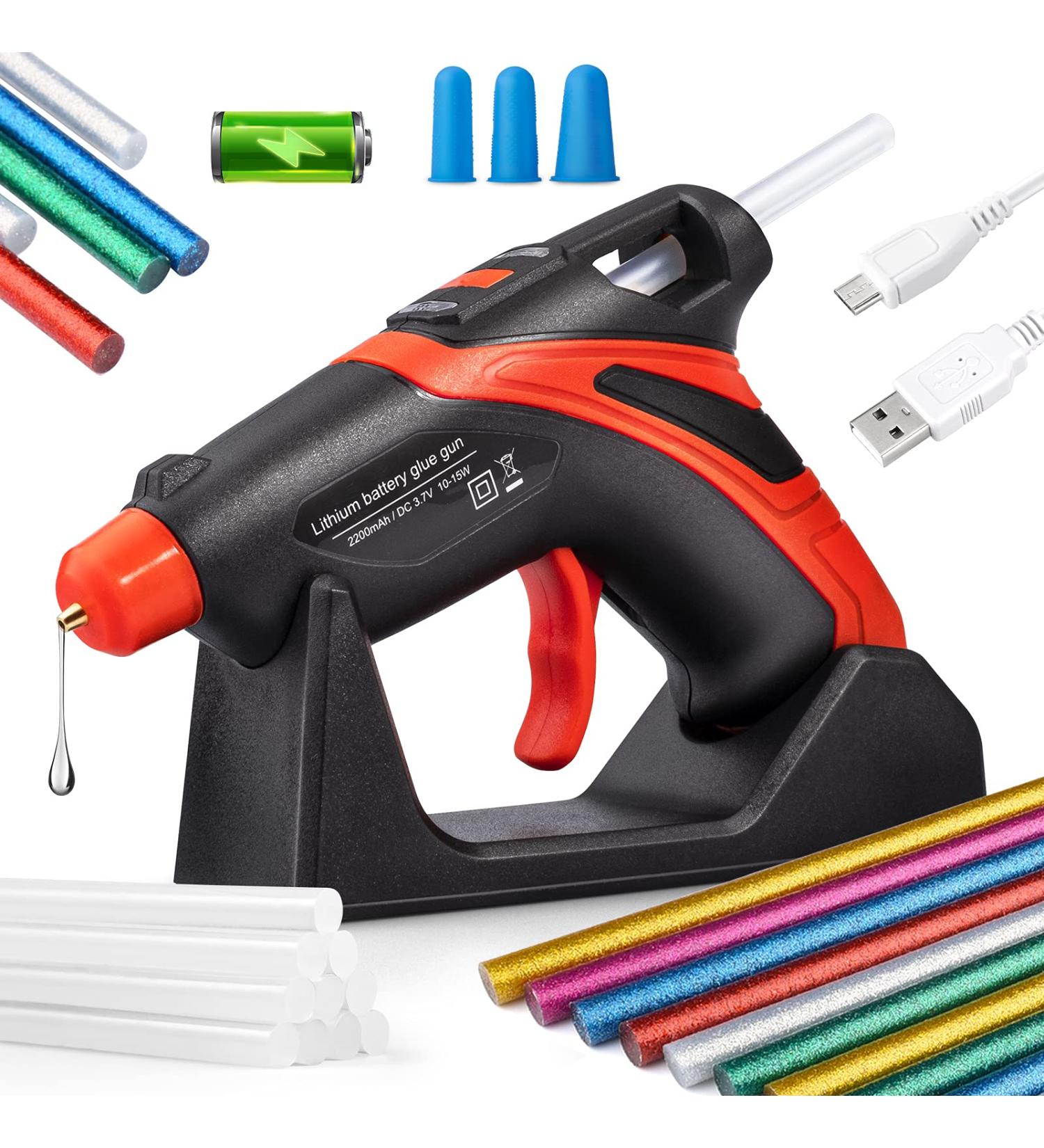Cordless Calaytaly Rechargeable Hot Melt Glue Gun with 30PCS Glue Sticks - Fast Preheating & Automatic Power-Off System - Ideal for Quick Repairs, DIY Projects, and Xmas Decor - Xmas Red - Buy Online on GoSupps.com