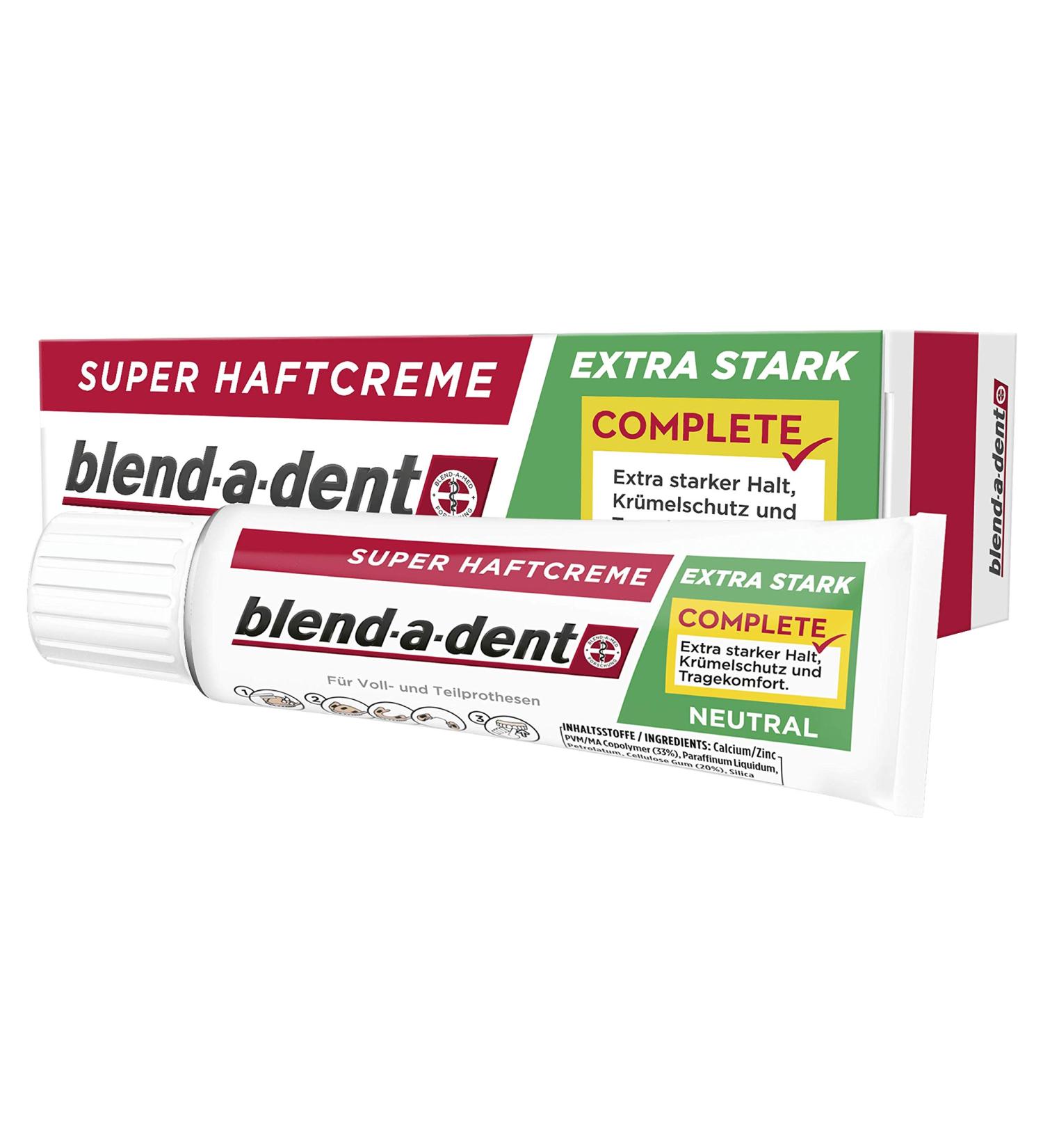 Blend-a-Dent COMPLETE NEUTRAL Super Adhesive Cream 47g Strong Hold for Dentures | International Shipping Available - Buy Online on GoSupps.com