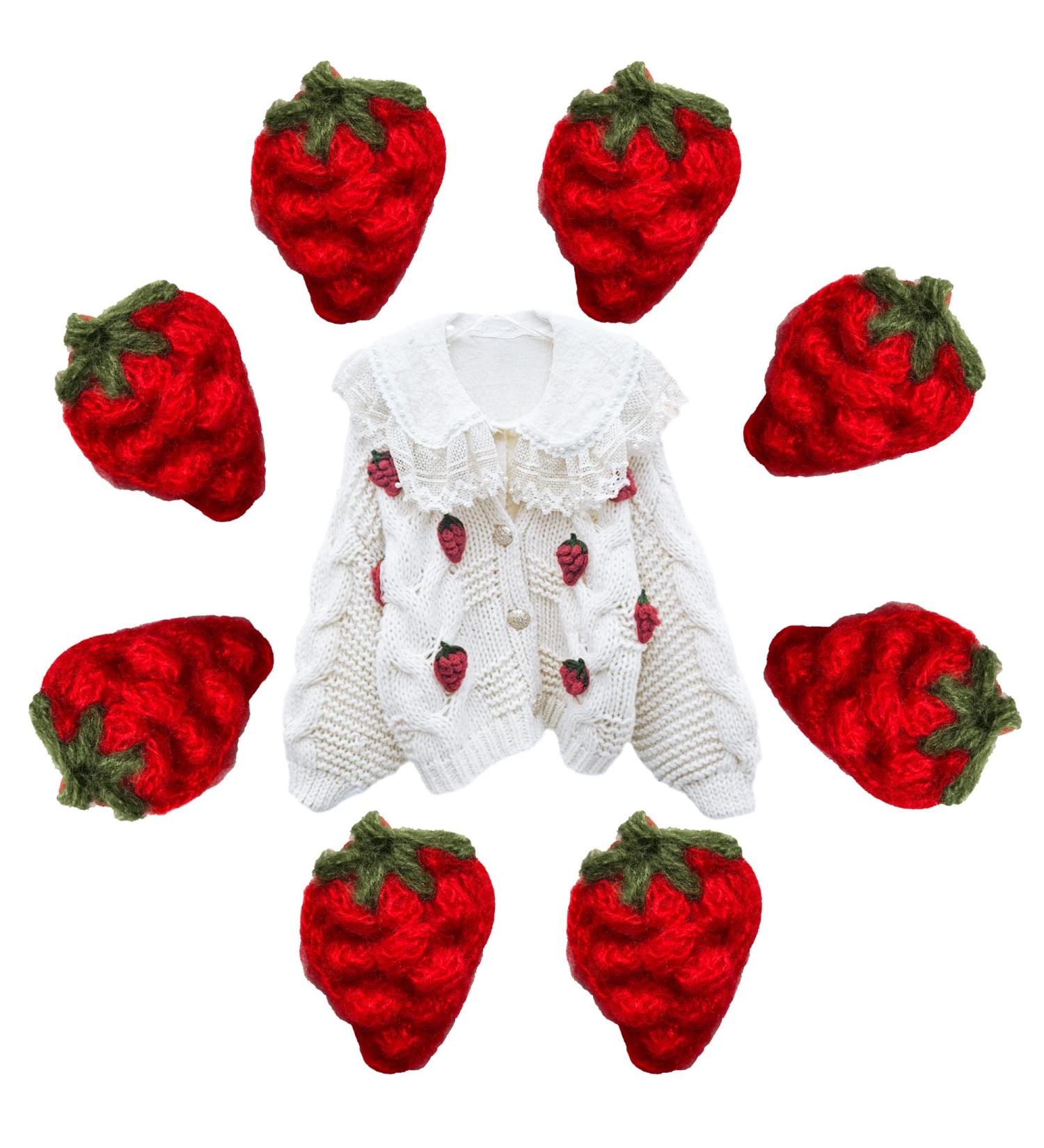 8pcs Strawberry Crochet Appliques for Baby Blankets & More - Hand Sewing Decorative Embellishments in Red - Buy Online on GoSupps.com