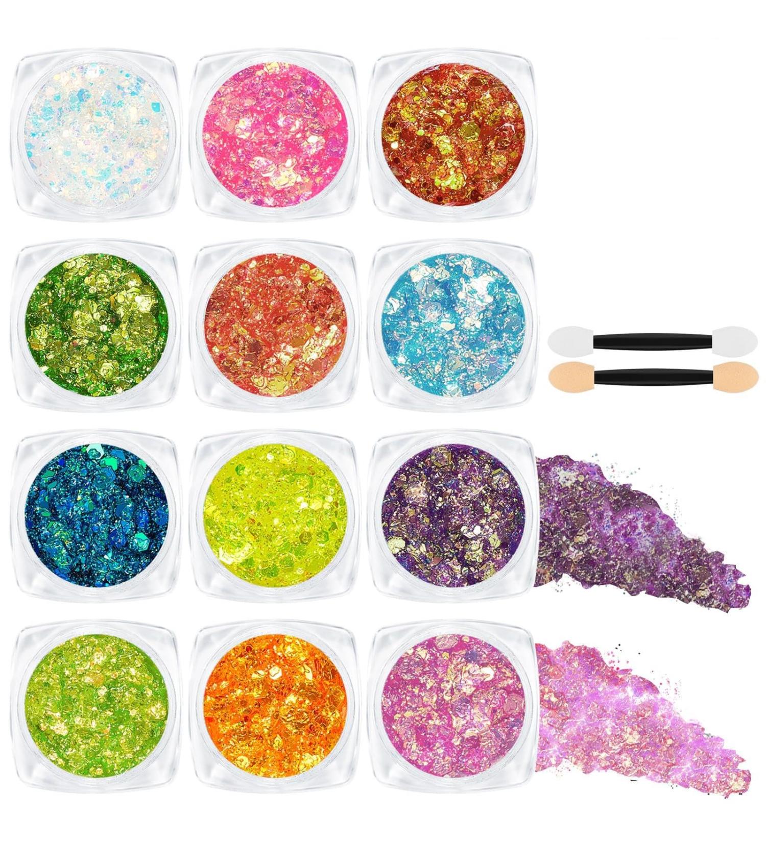  AOOWU Glitter Body Gel 12 Colors Glitter Face Glitter Gel with Brush Face Makeup Glitter Face Makeup Glitter Halloween Birthday - Buy Online on GoSupps.com