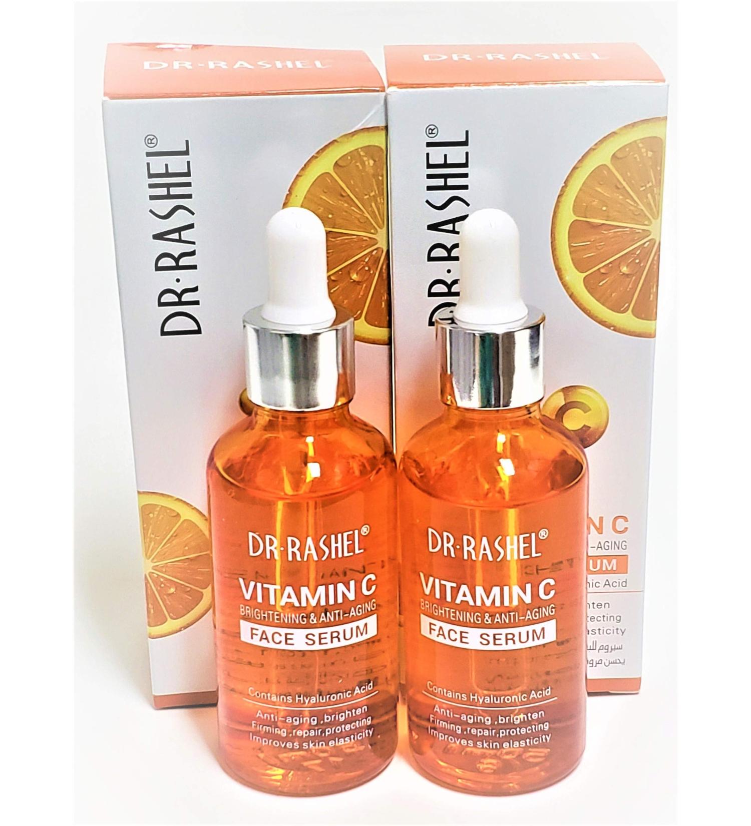 Dr Rashel Vitamin C Face Serum with Hyaluronic Acid - Anti Aging Formula (Pack of 2) + Collagen Eye Mask - Buy Online on GoSupps.com